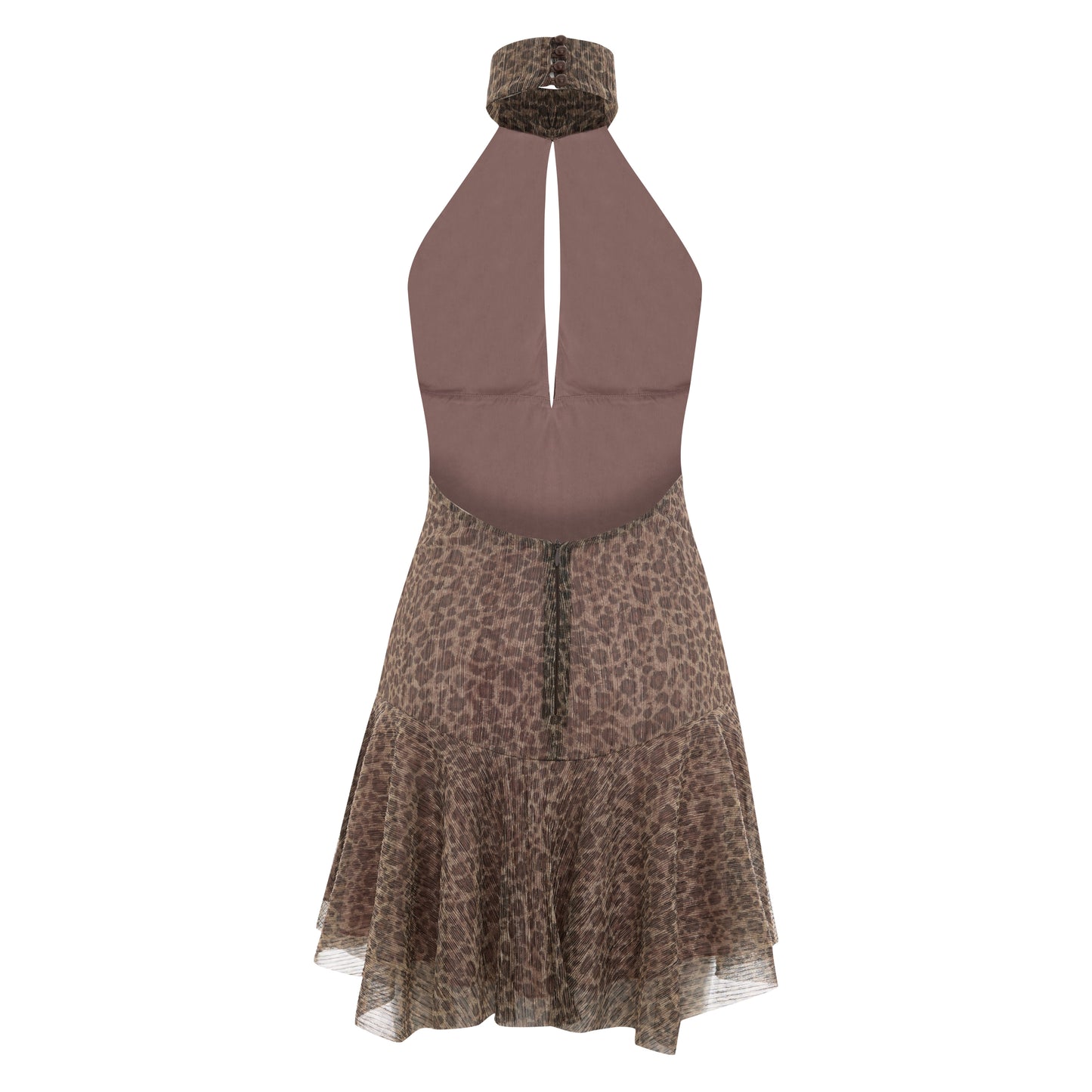 Euphoria Leopar Desenli Dekolteli Mini Elbise