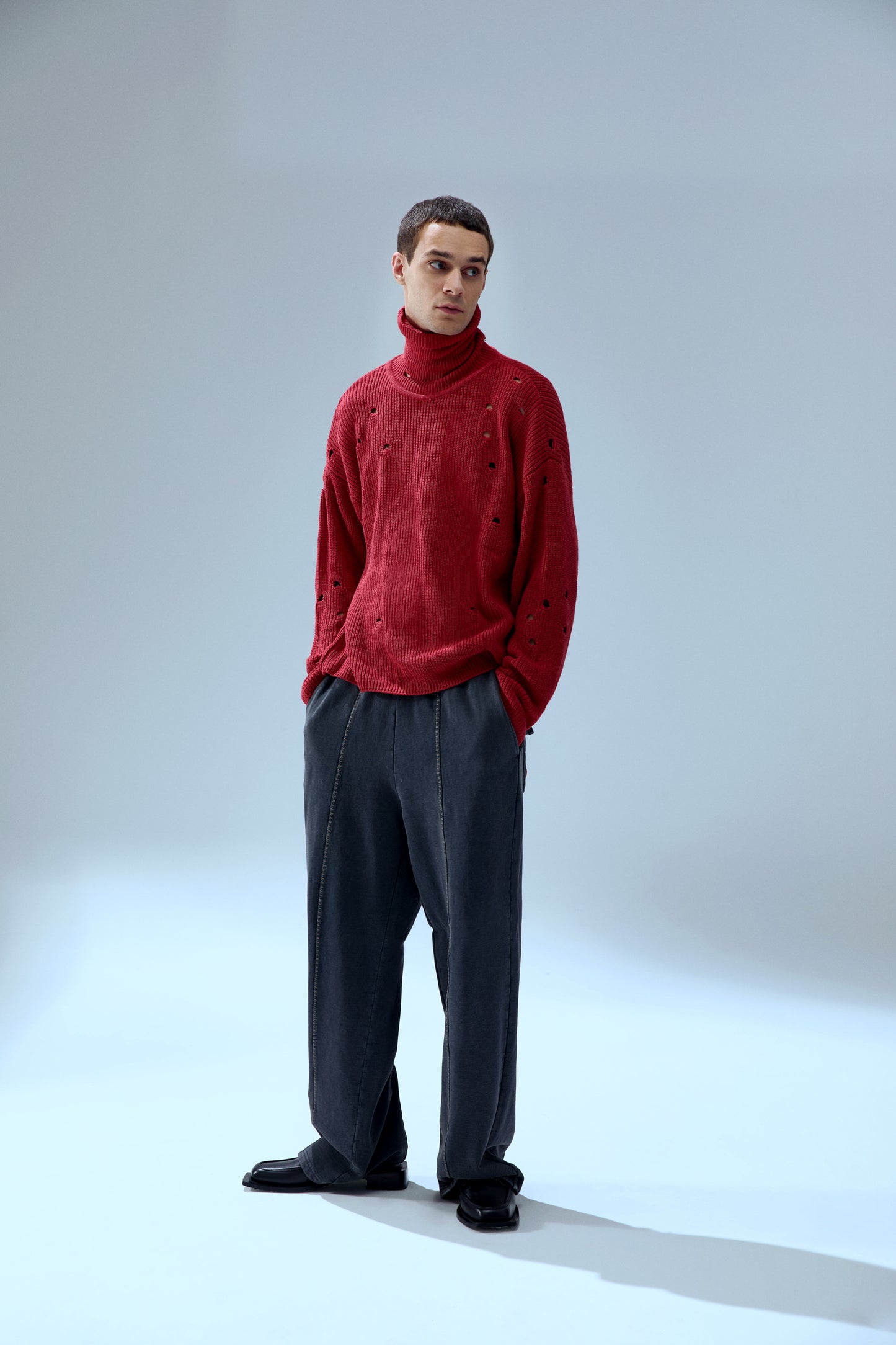 Your *itch Yırtık Görünümlü Yüksek Yaka Triko Kazak