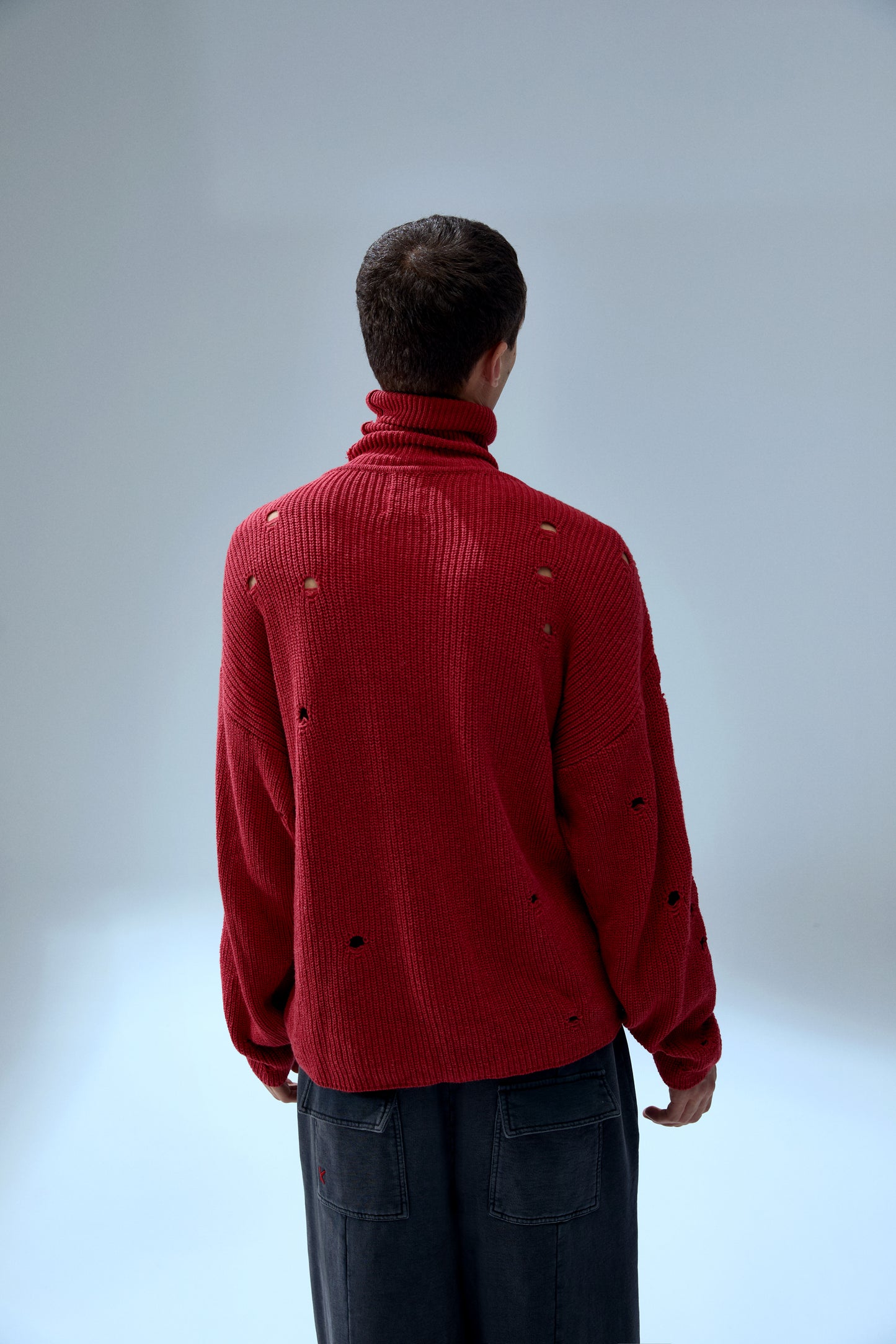 Your *itch Yırtık Görünümlü Yüksek Yaka Triko Kazak