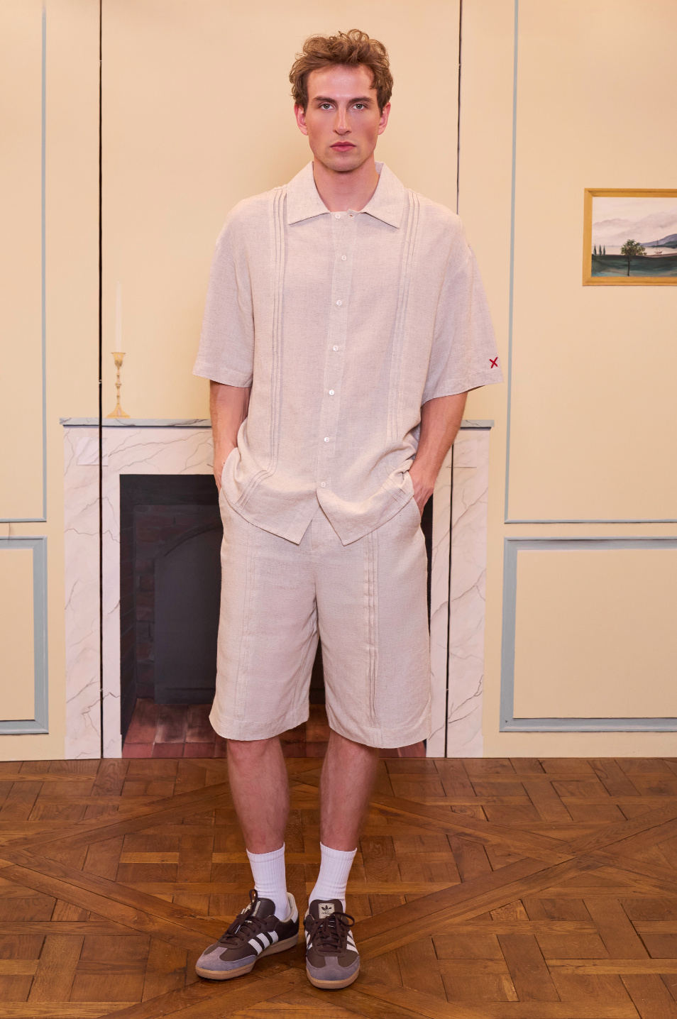 Daydreamers Dikiş Detaylı Kısa Kollu Keten Gömlek