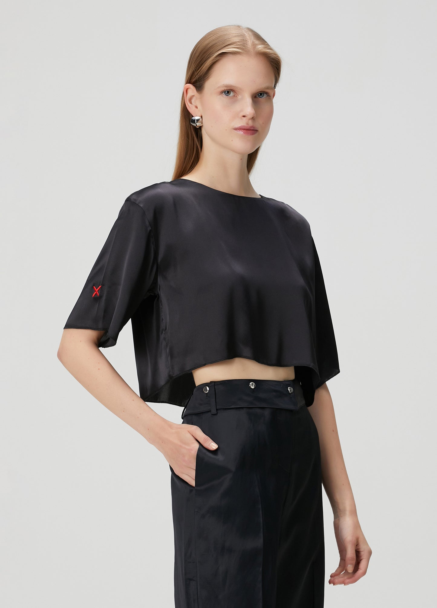 Day to Night in LA Oversize İpek Kısa Bluz