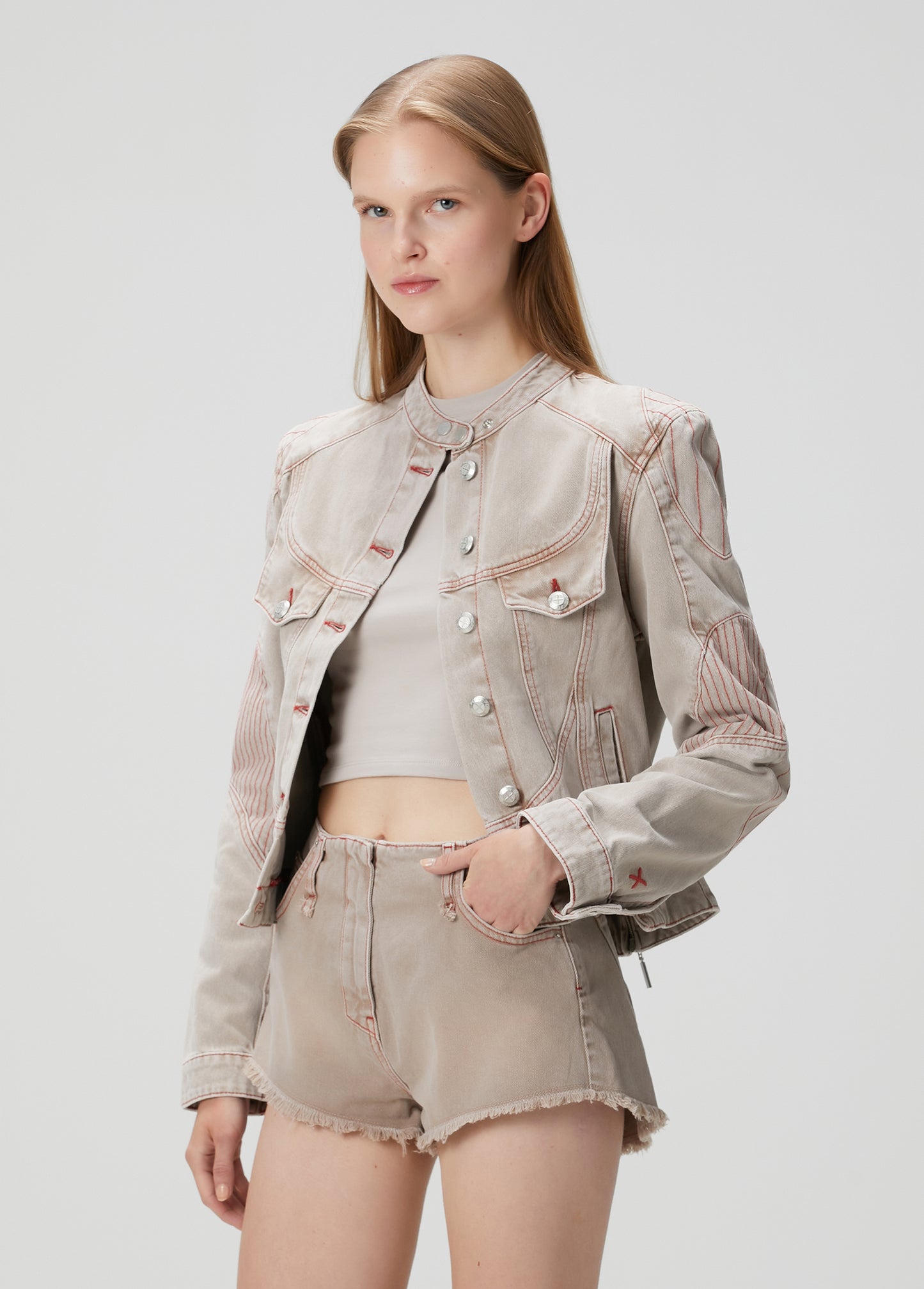 Day to Night in LA Faded Motorcycle Denim Jacket