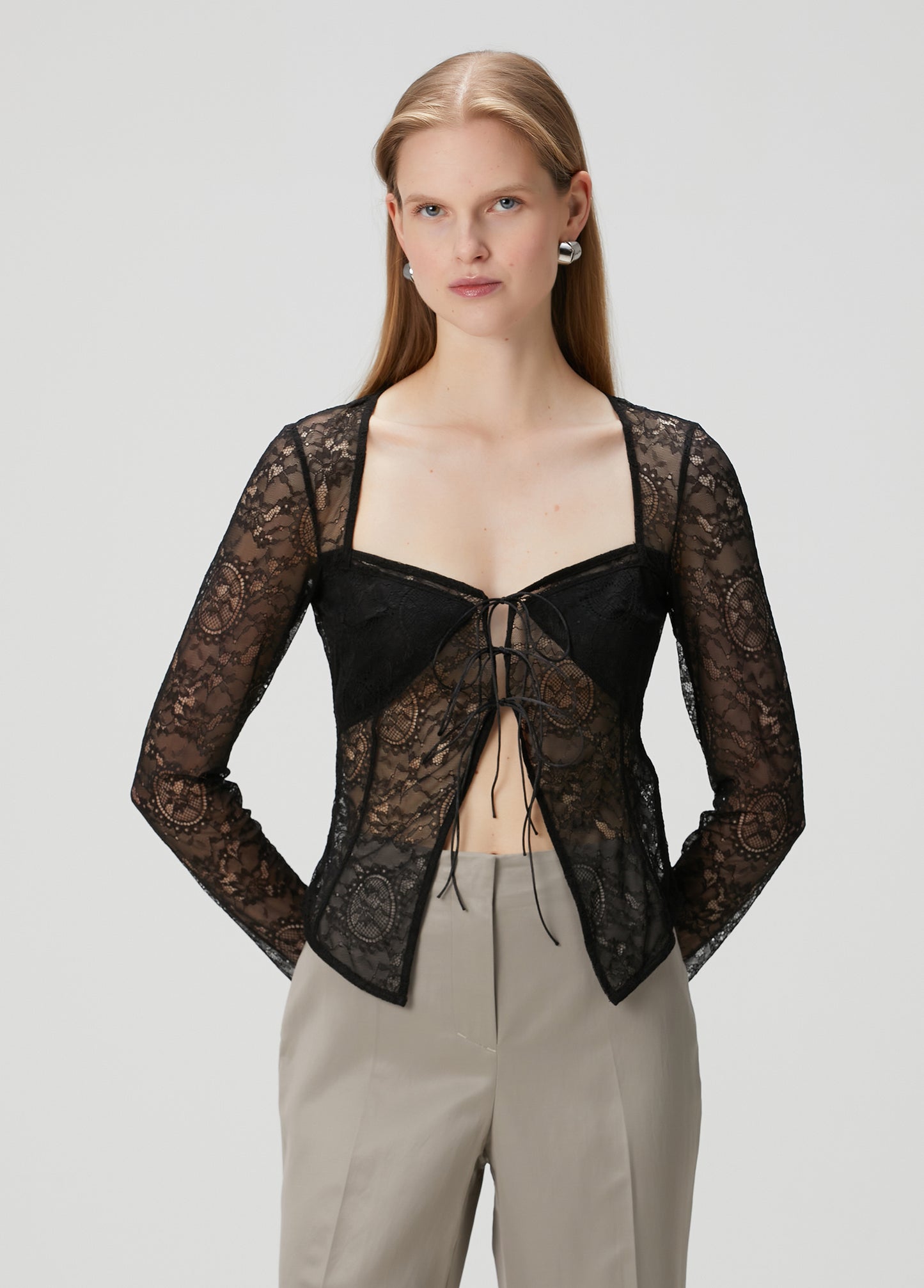 Day to Night in LA Long-Sleeve Black Lace Top