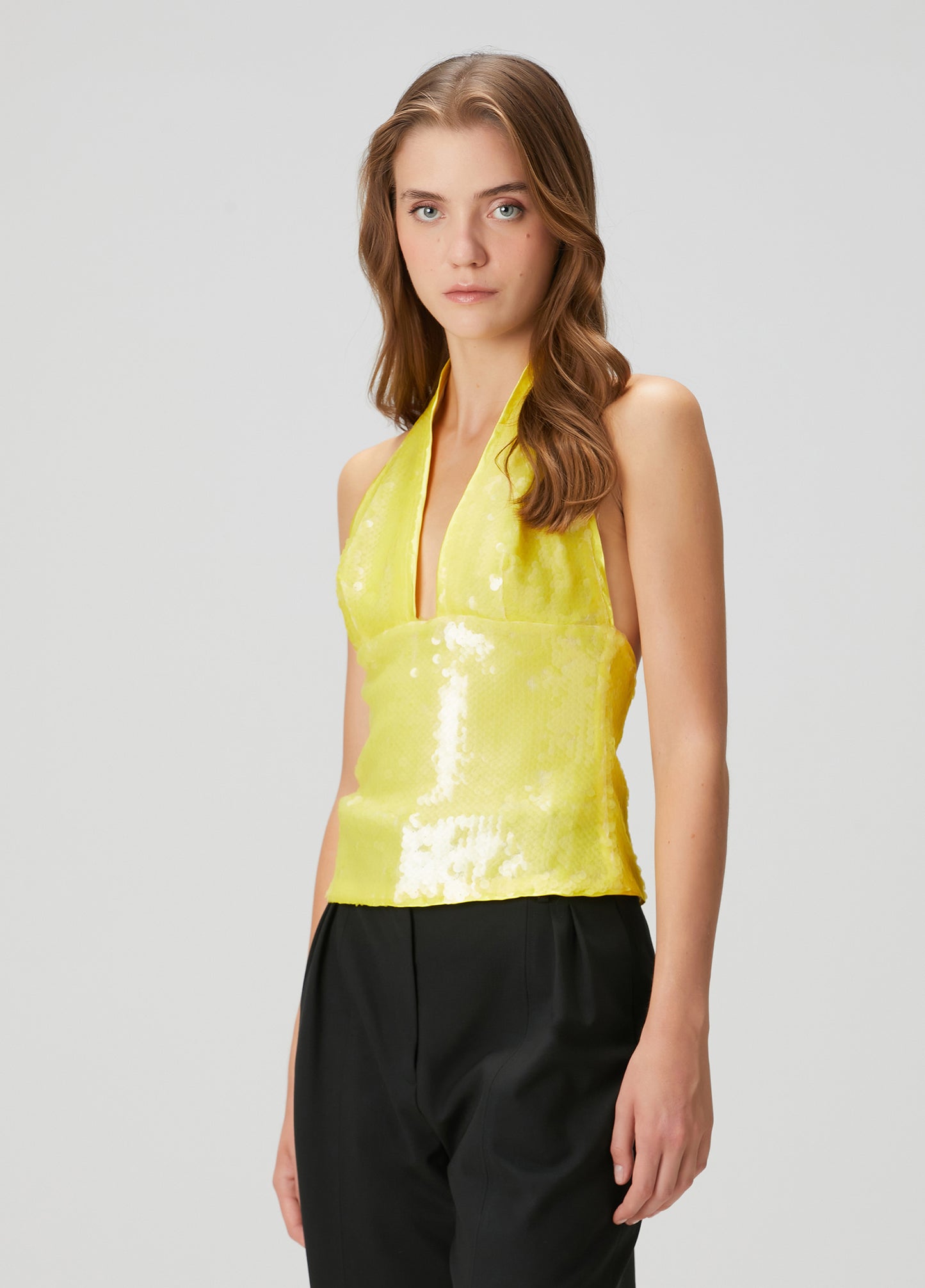 Euphoria Sequin Neck Tie Dress with Side Slit