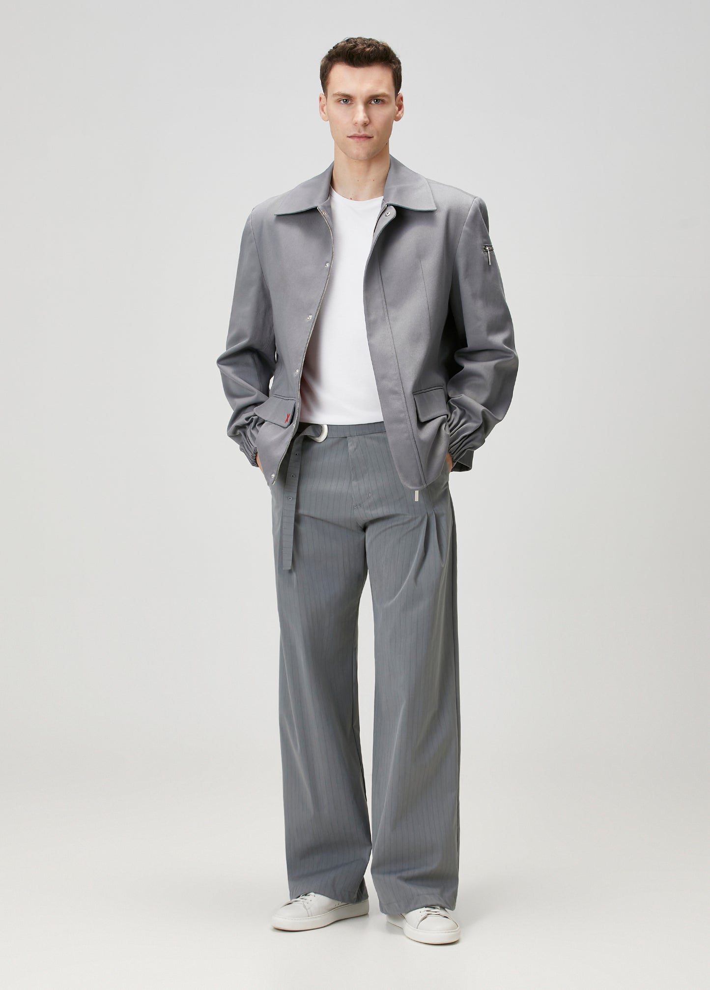 Day to Night in LA Kemerli Çizgili Dokuma Pantolon