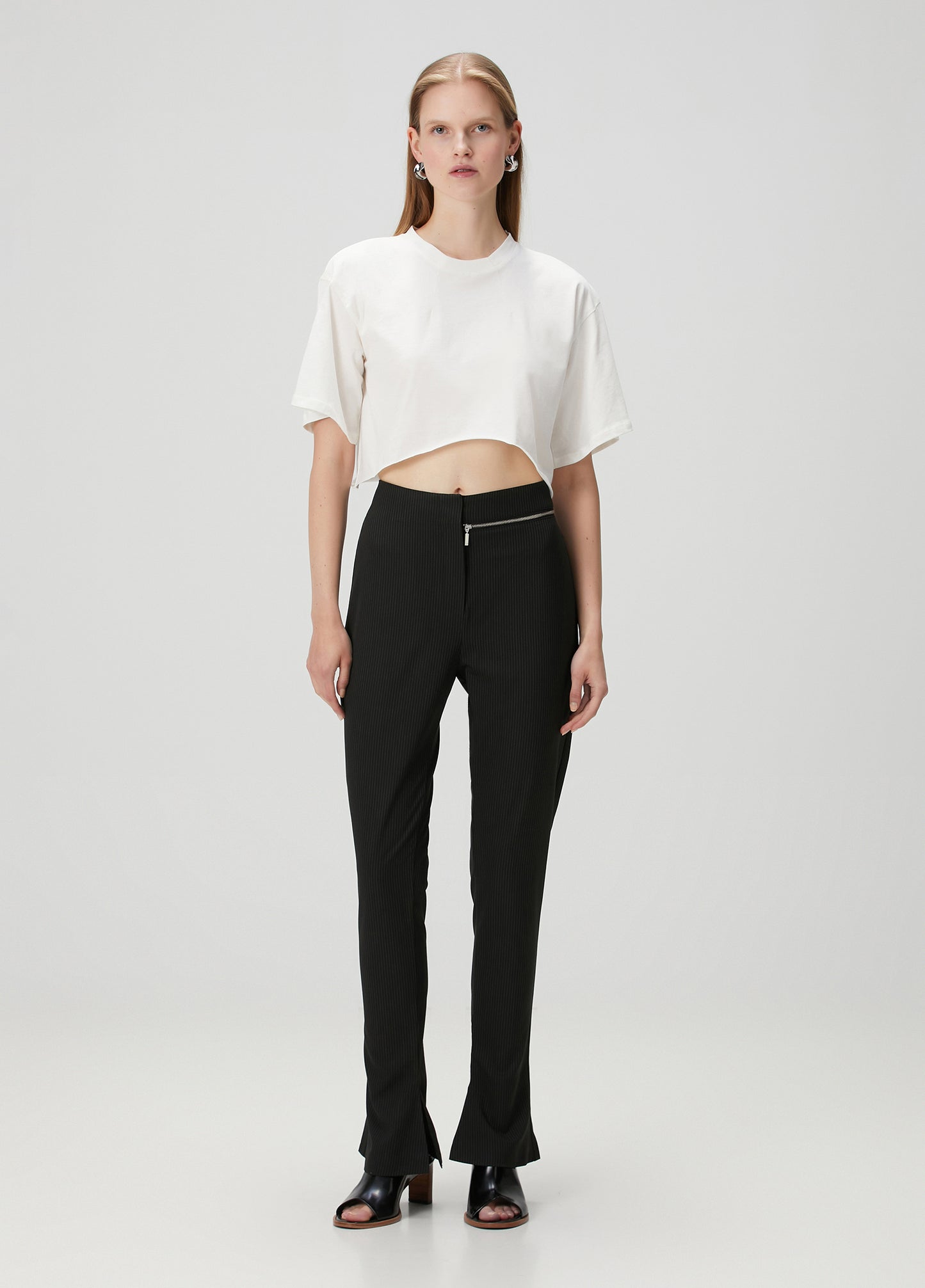 Day to Night in LA Fermuar Detaylı Skinny Flare Pantolon