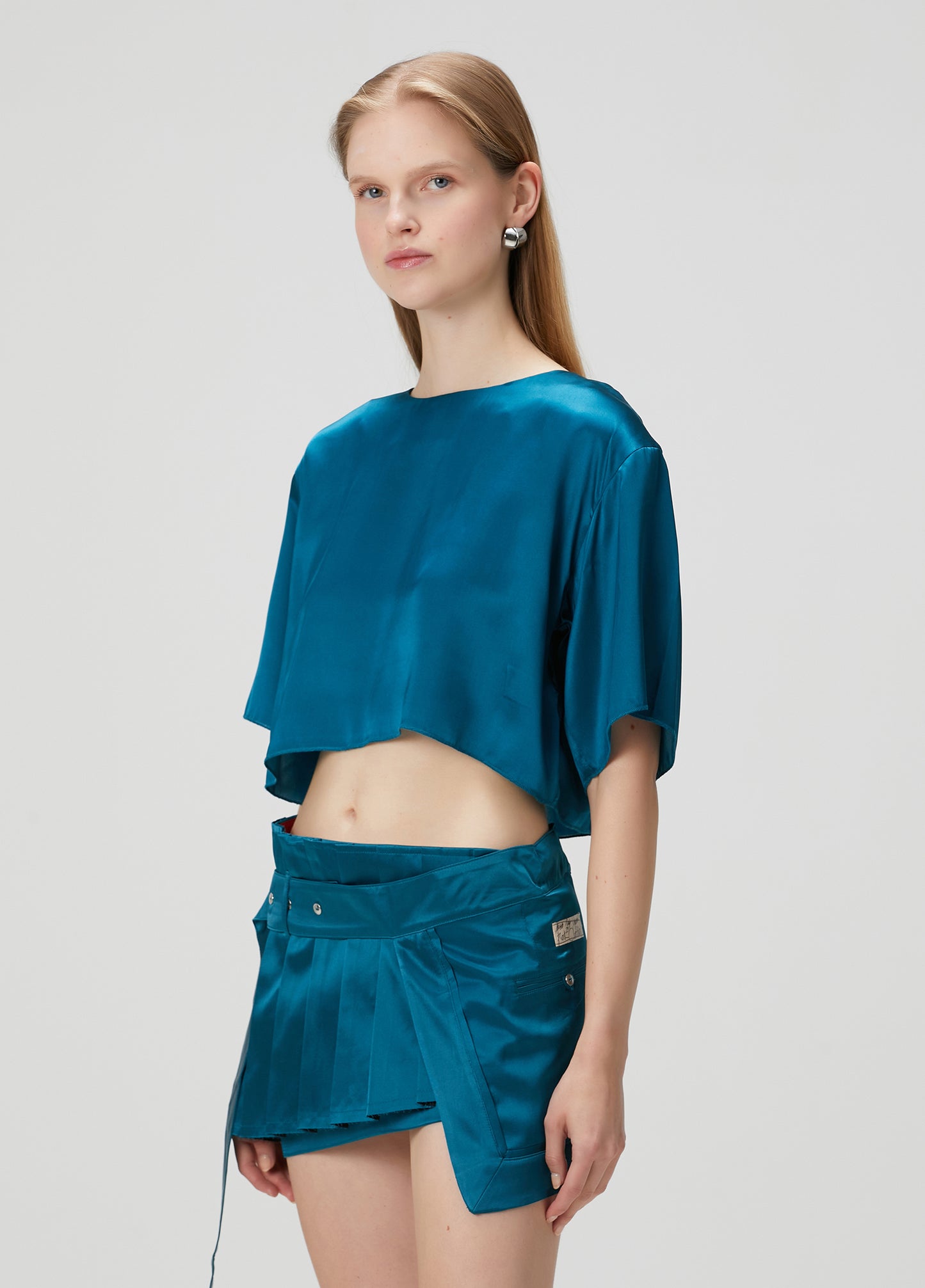 Day To Night In La Oversized Silk Crop Top