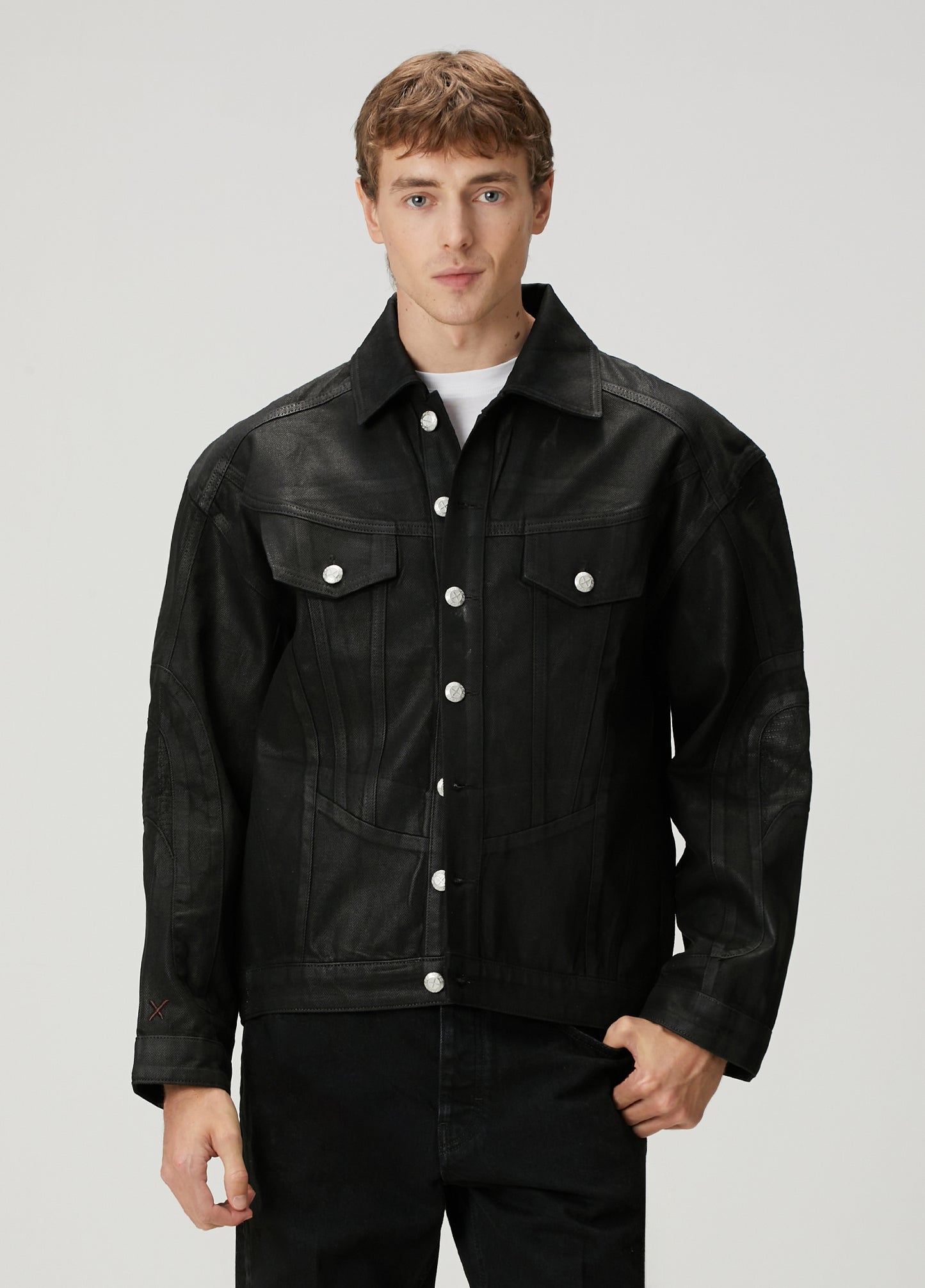 Day to Night in LA Parlak Dokulu Denim Ceket