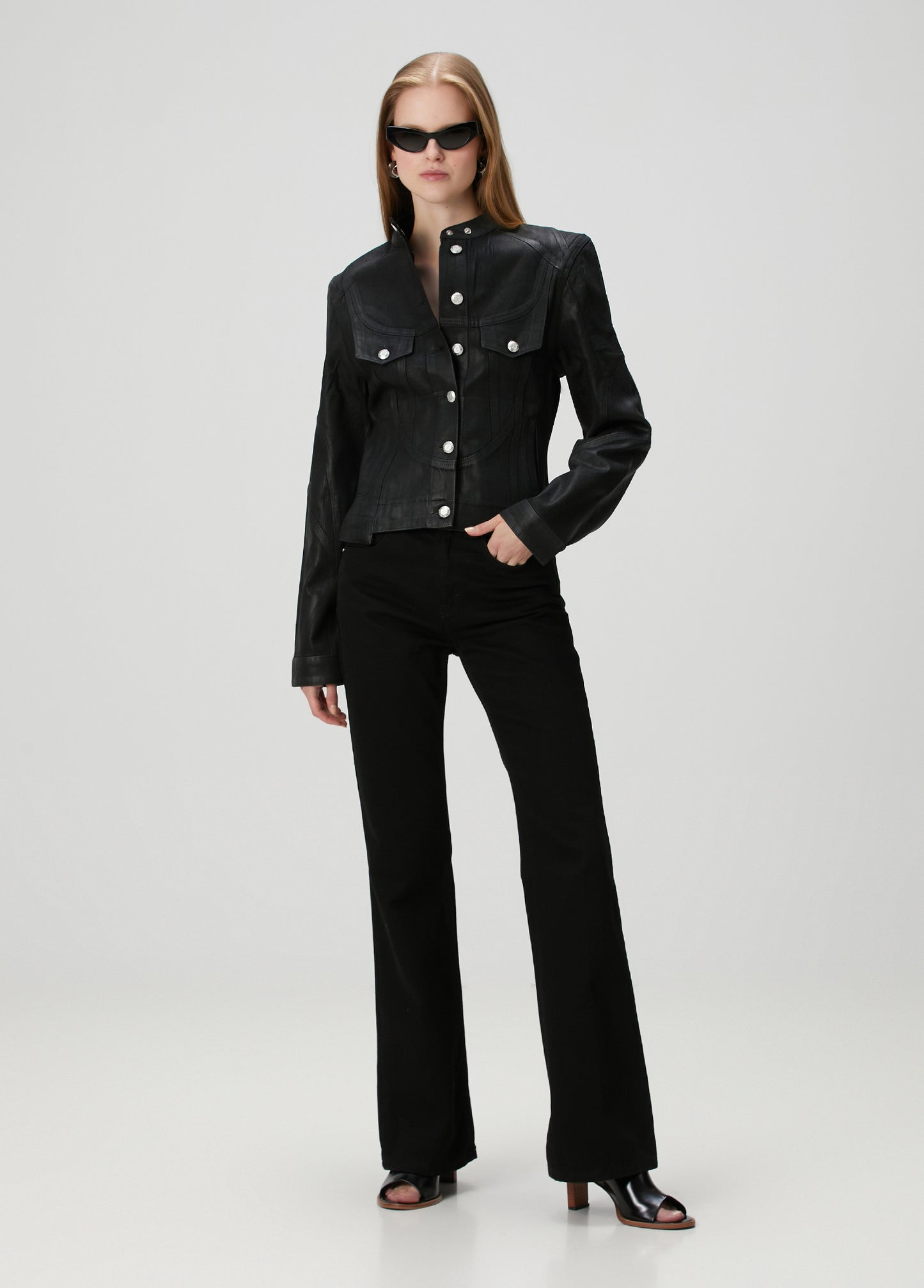 Day to Night in LA Shiny Coated Denim Jacket