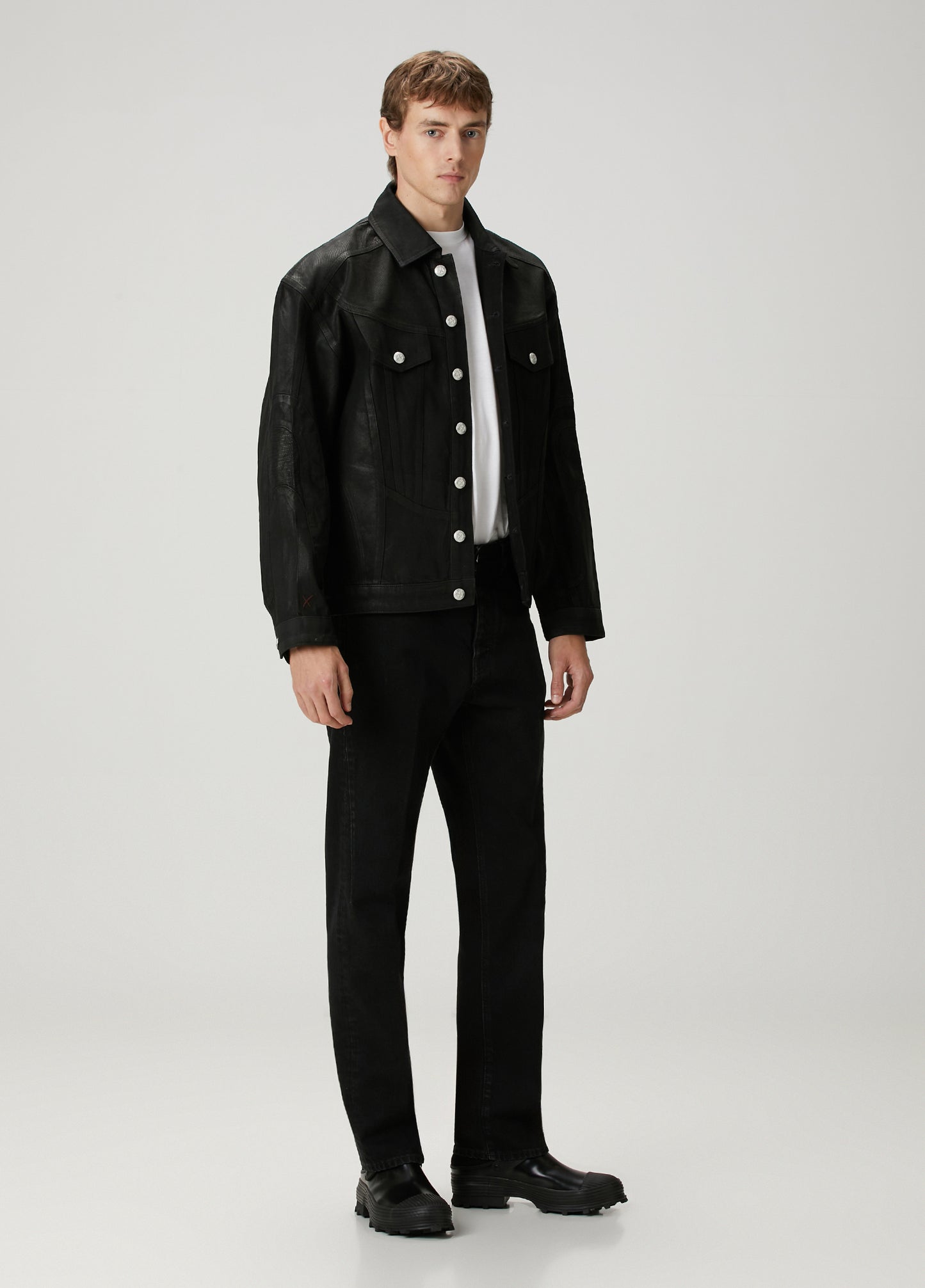Day to Night in LA Parlak Dokulu Denim Ceket