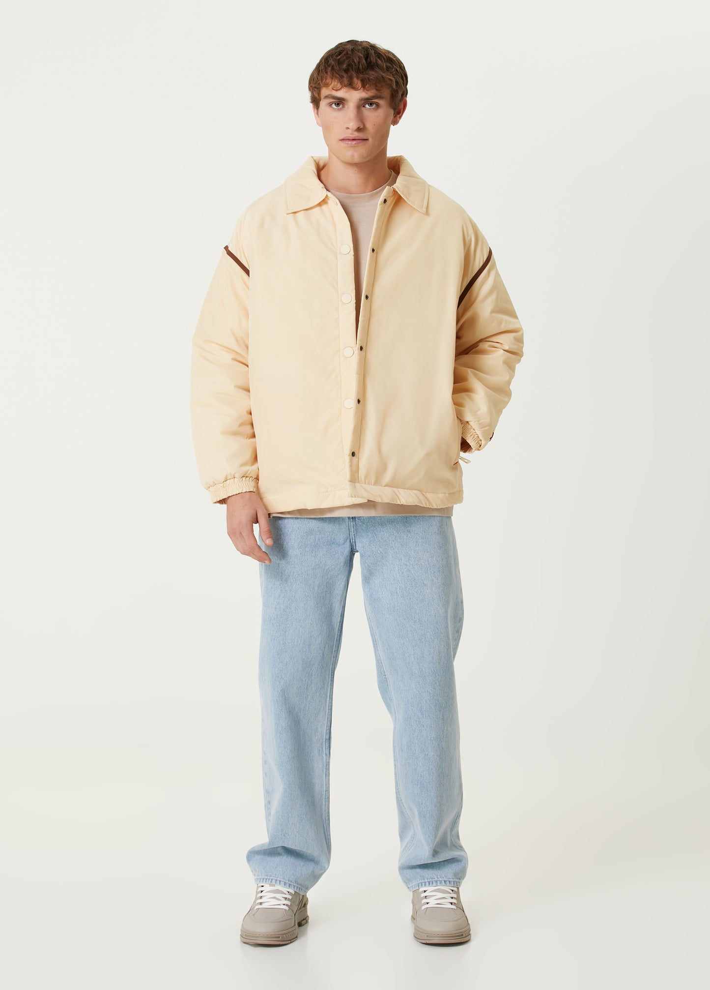 Boomerang Kontrast Şerit Detaylı Oversize Şişme Mont