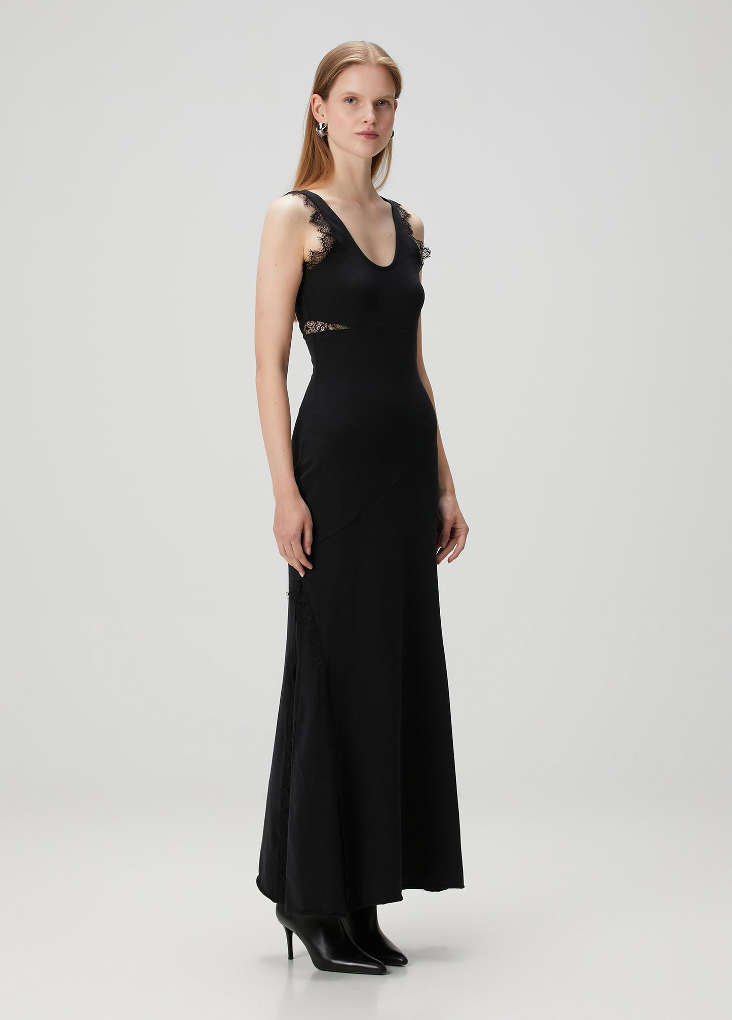 Day to Night in LA Askılı Siyah Uzun Fit Elbise