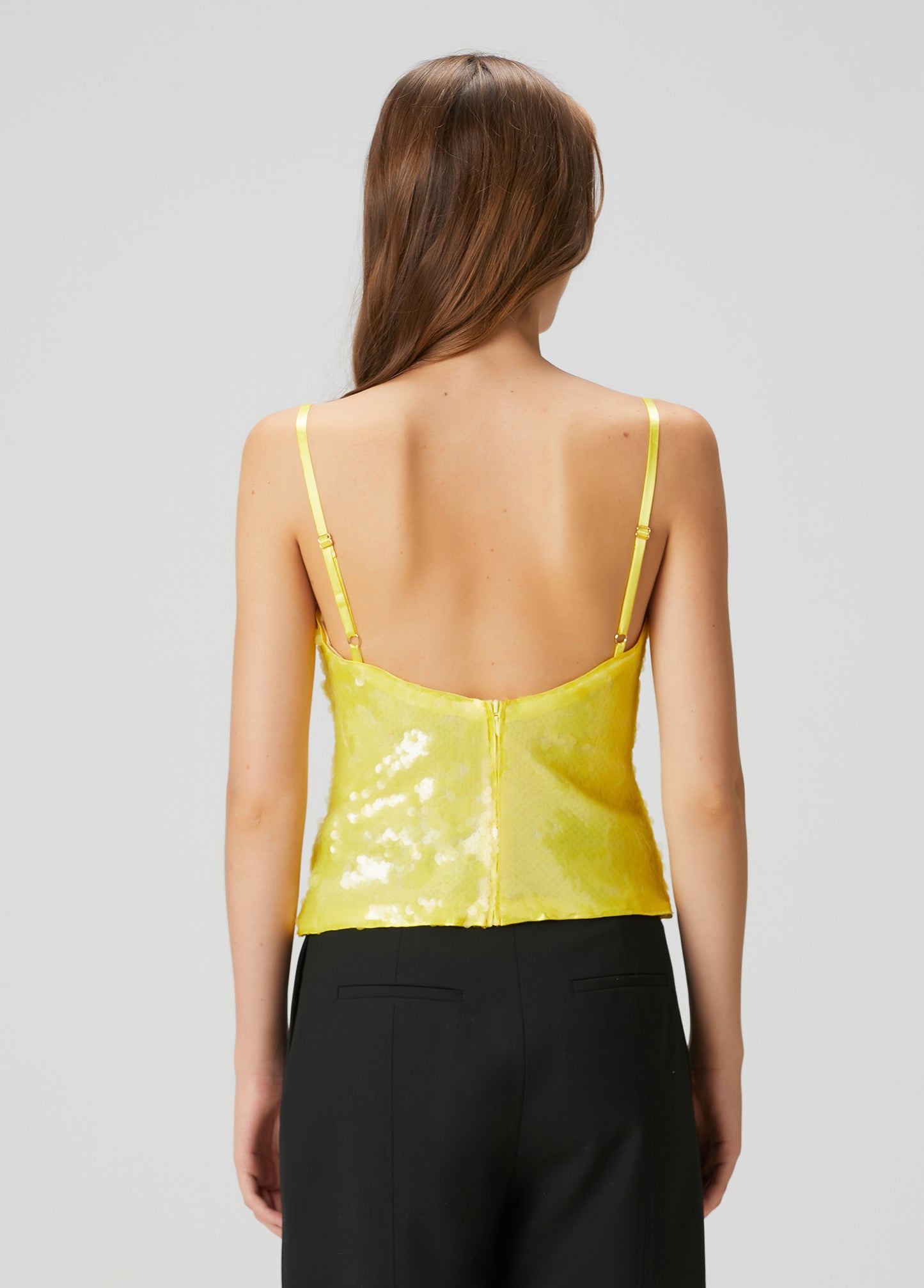 Euphoria Yellow Sequin Neck Tie Top