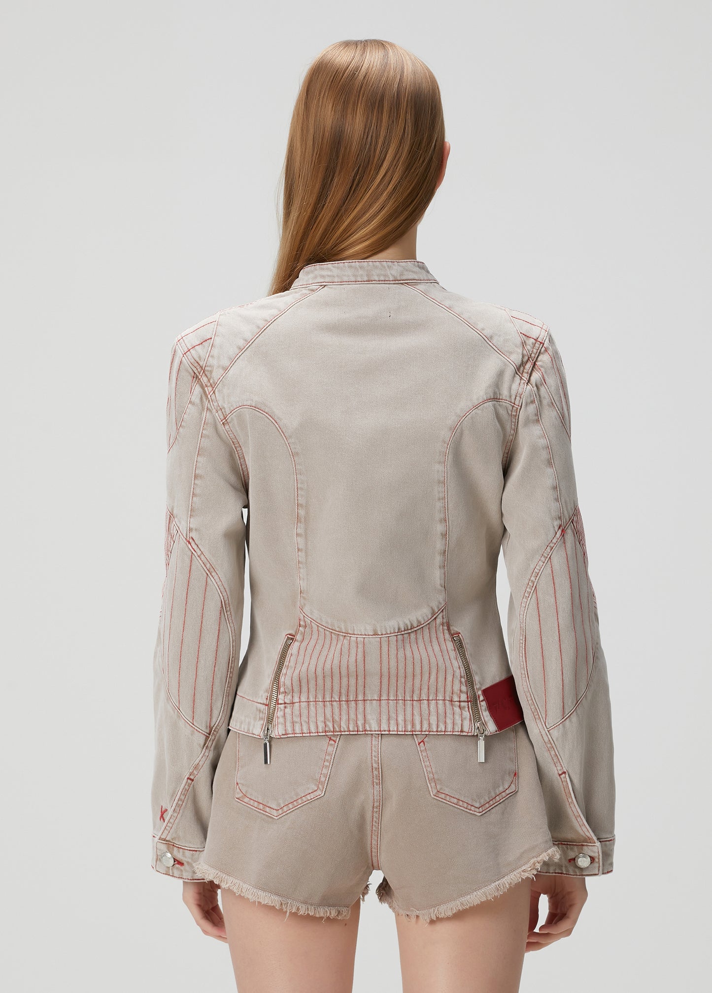 Day to Night in LA Soluk Görünümlü Motorcu Denim Ceket