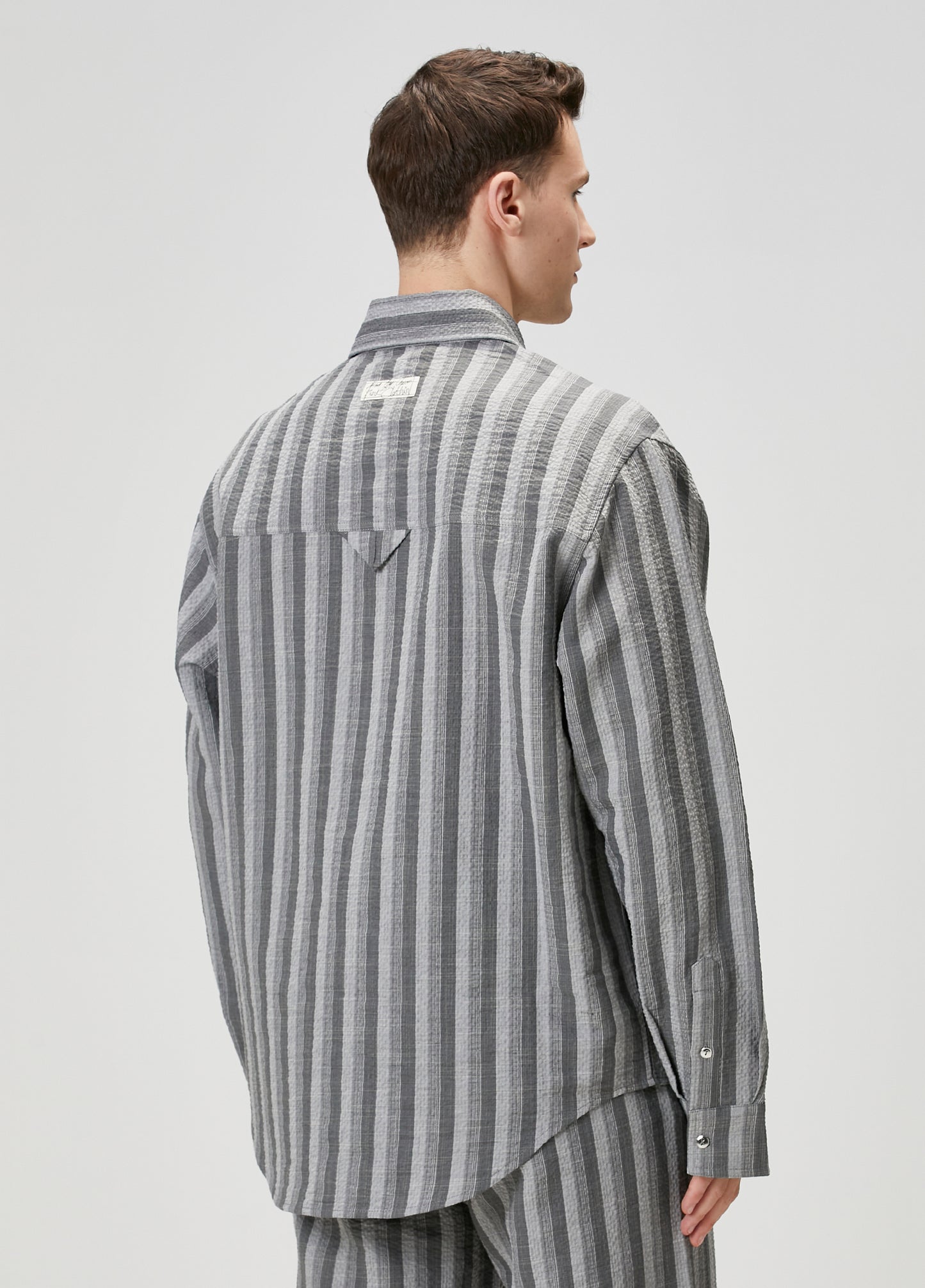 LINEN & COTTON BLEND CHECKED WOVEN SHIRT