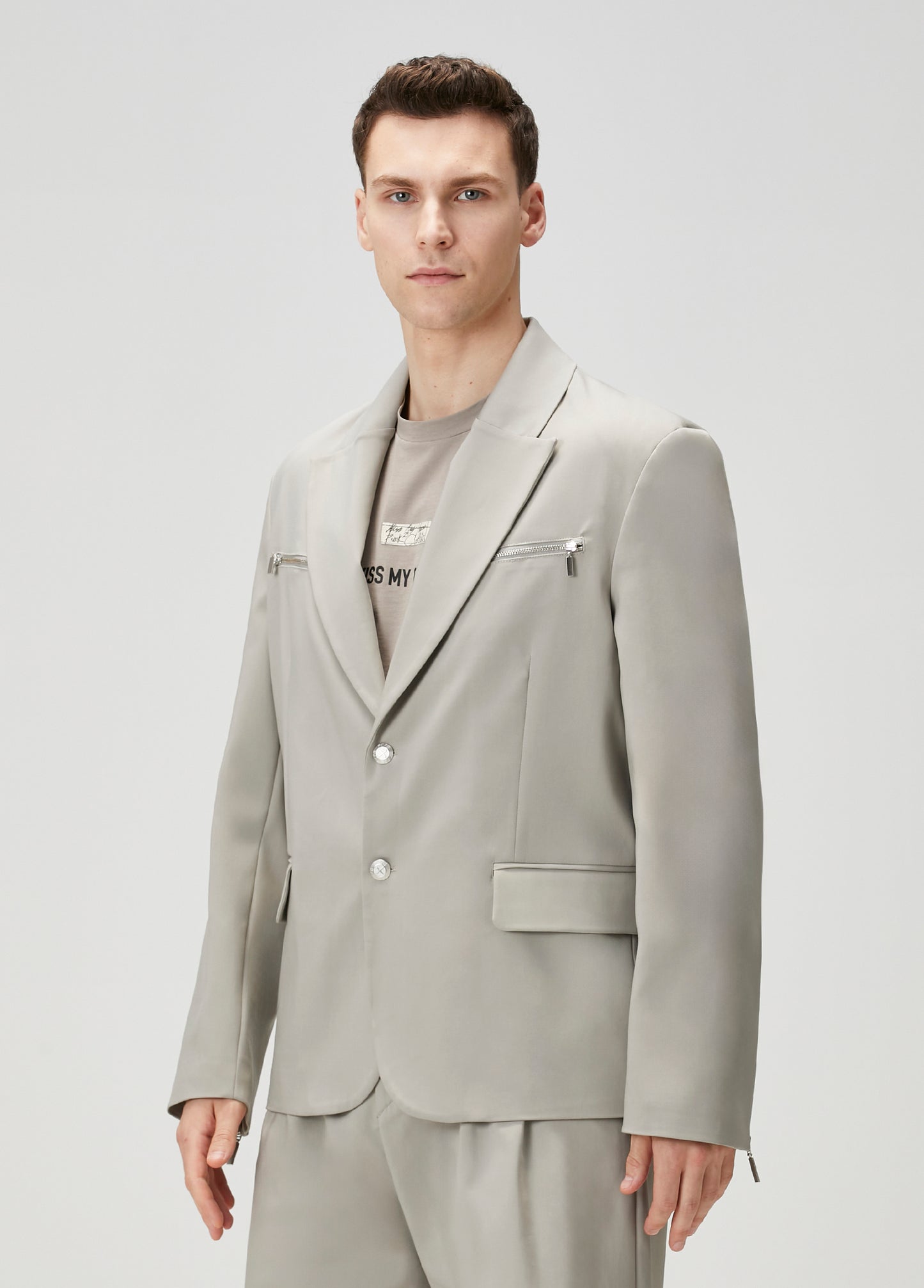 Day to Night in LA Fermuar Detaylı Dokuma Blazer