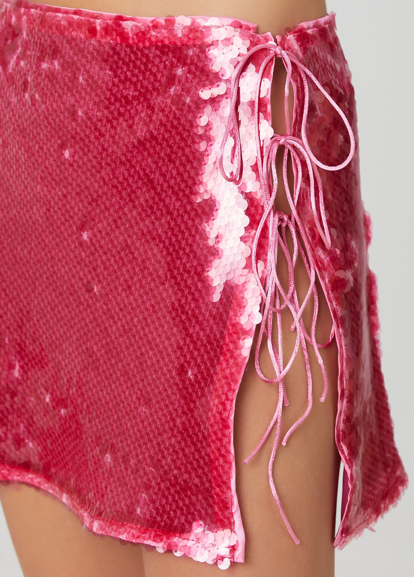 Euphoria Pink Tie Detail Mini Skirt