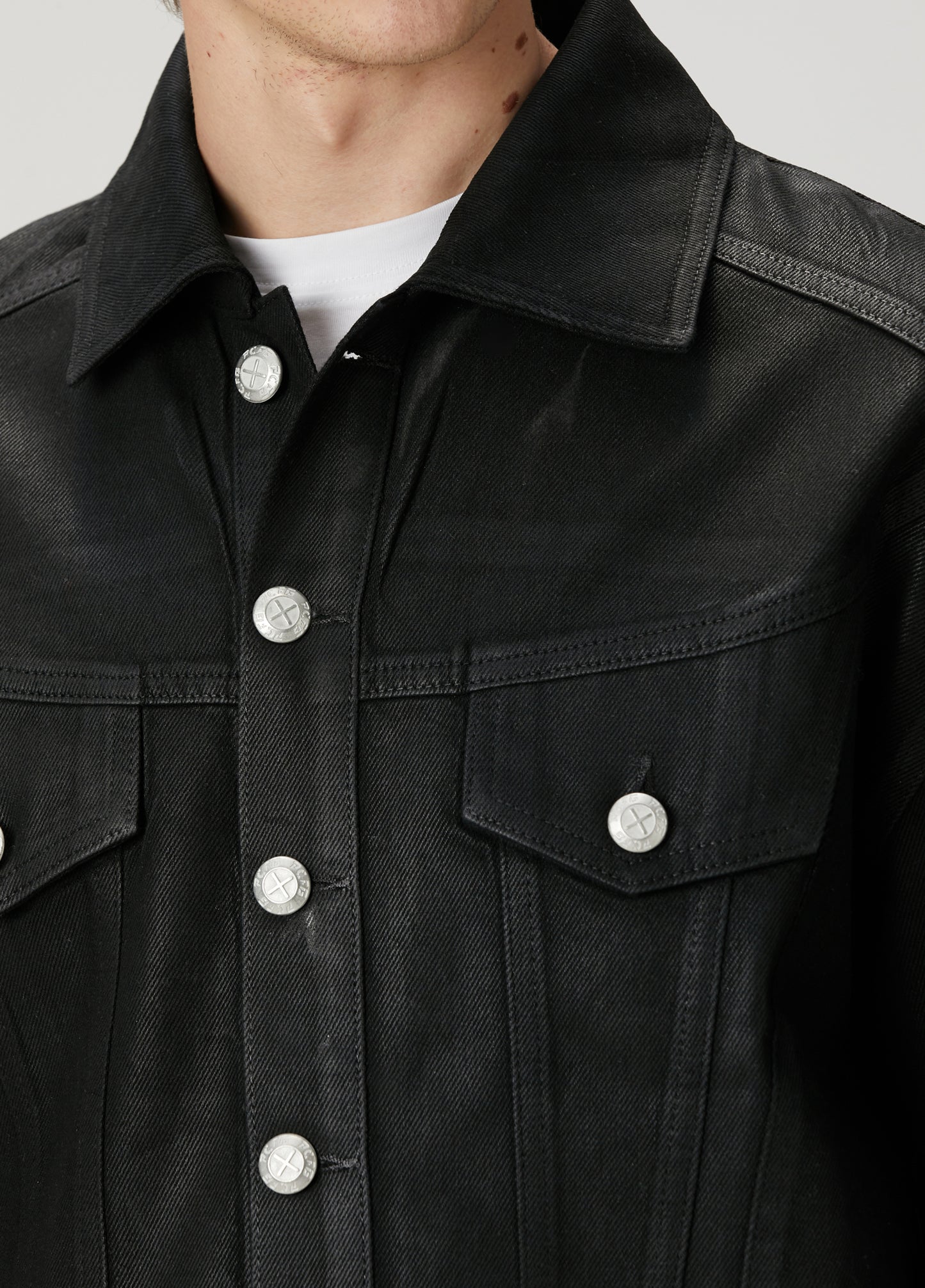 Day to Night in LA Parlak Dokulu Denim Ceket