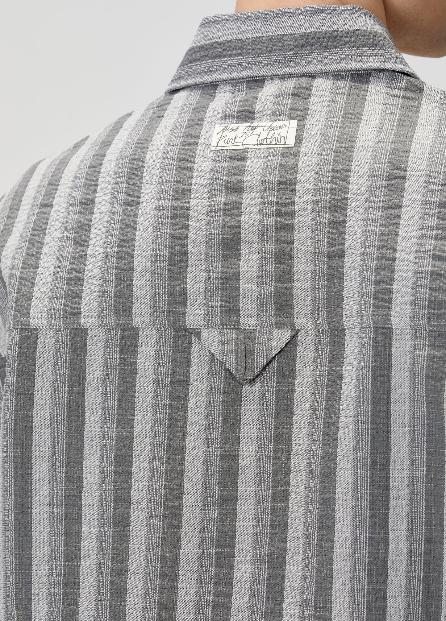 LINEN & COTTON BLEND CHECKED WOVEN SHIRT
