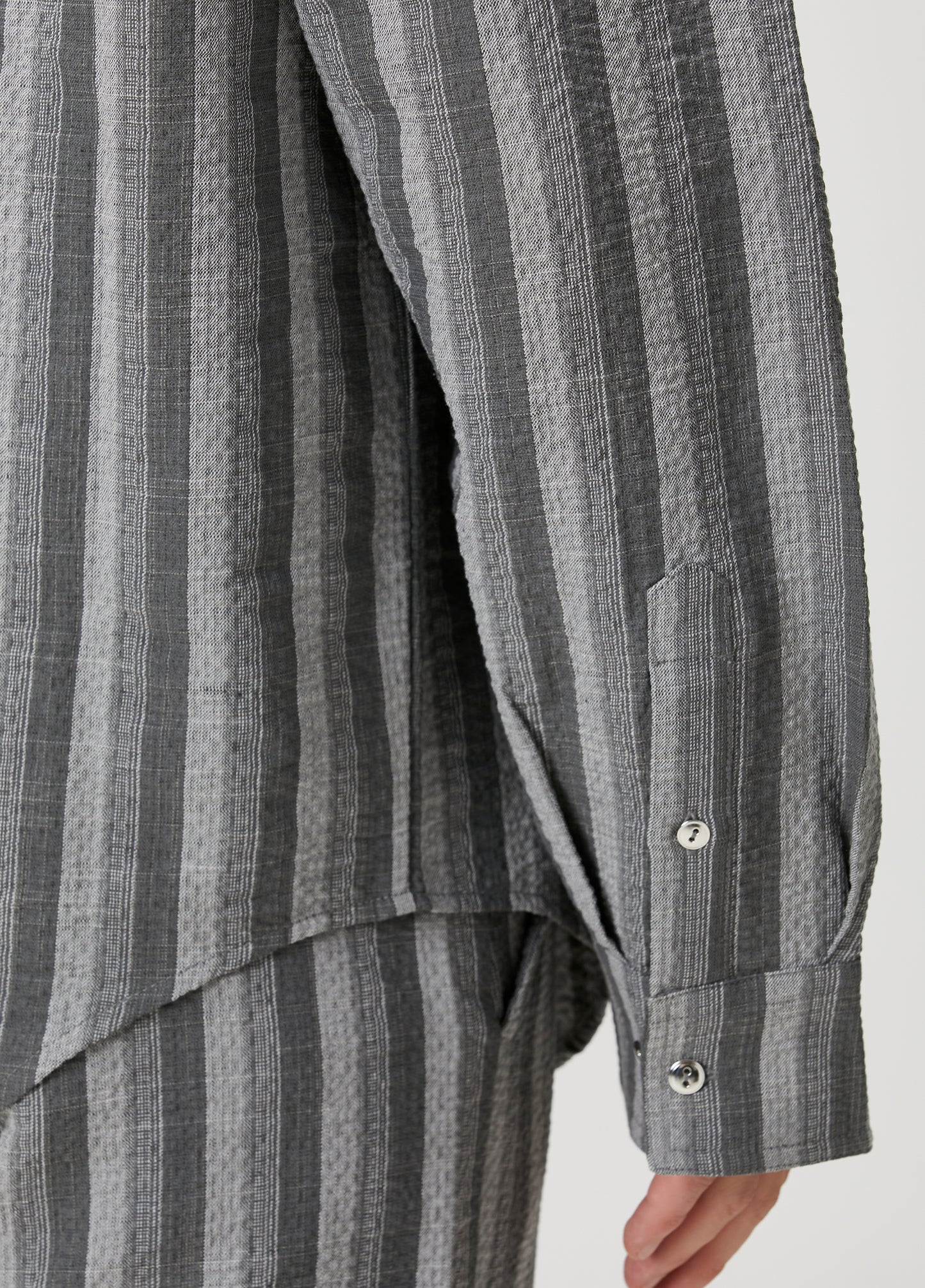 LINEN & COTTON BLEND CHECKED WOVEN SHIRT