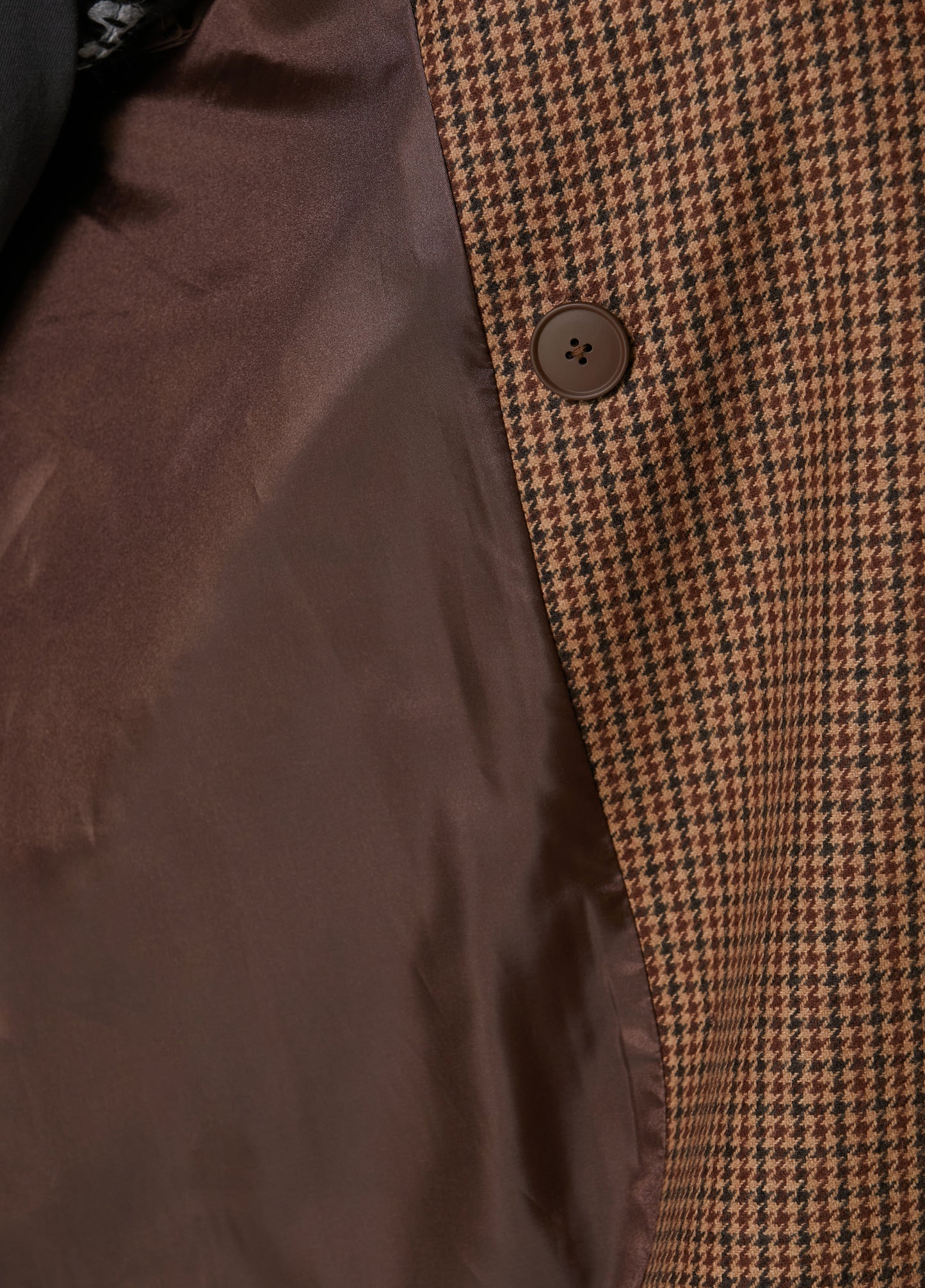 Boomerang Yün Kazayağı Desenli Uzun Kaban