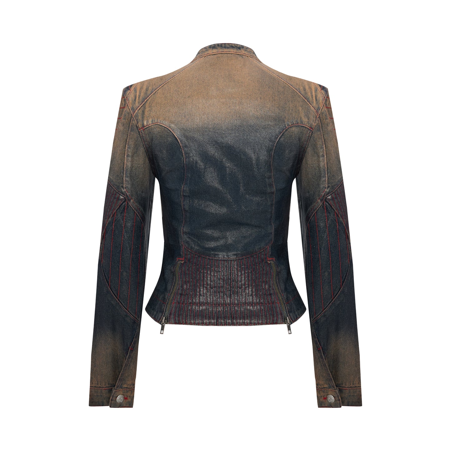 Day to Night in LA Motorcu Stil Parlak Denim Ceket