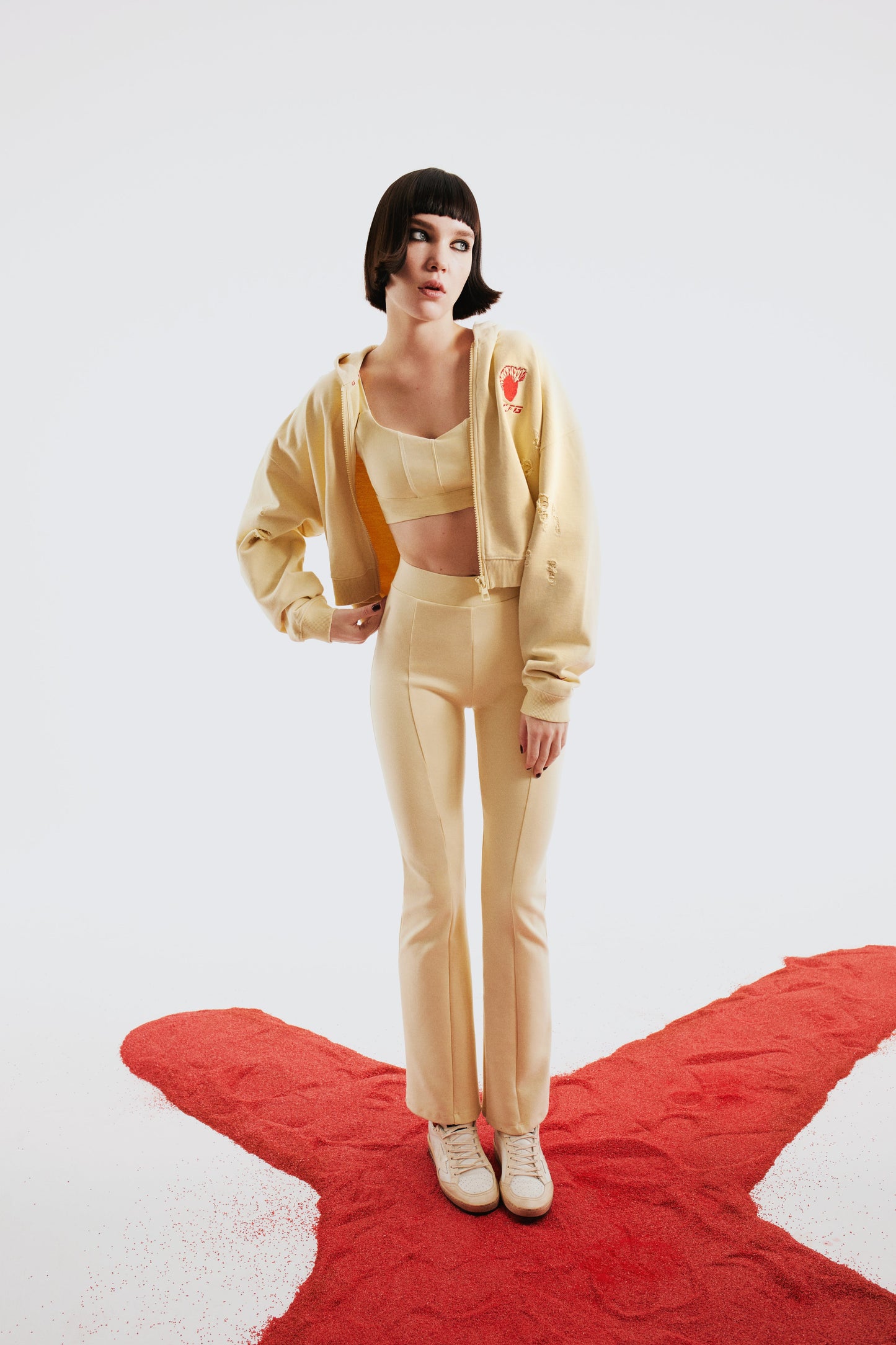 Boomerang Ripped Detail Zip-Up Hoodie