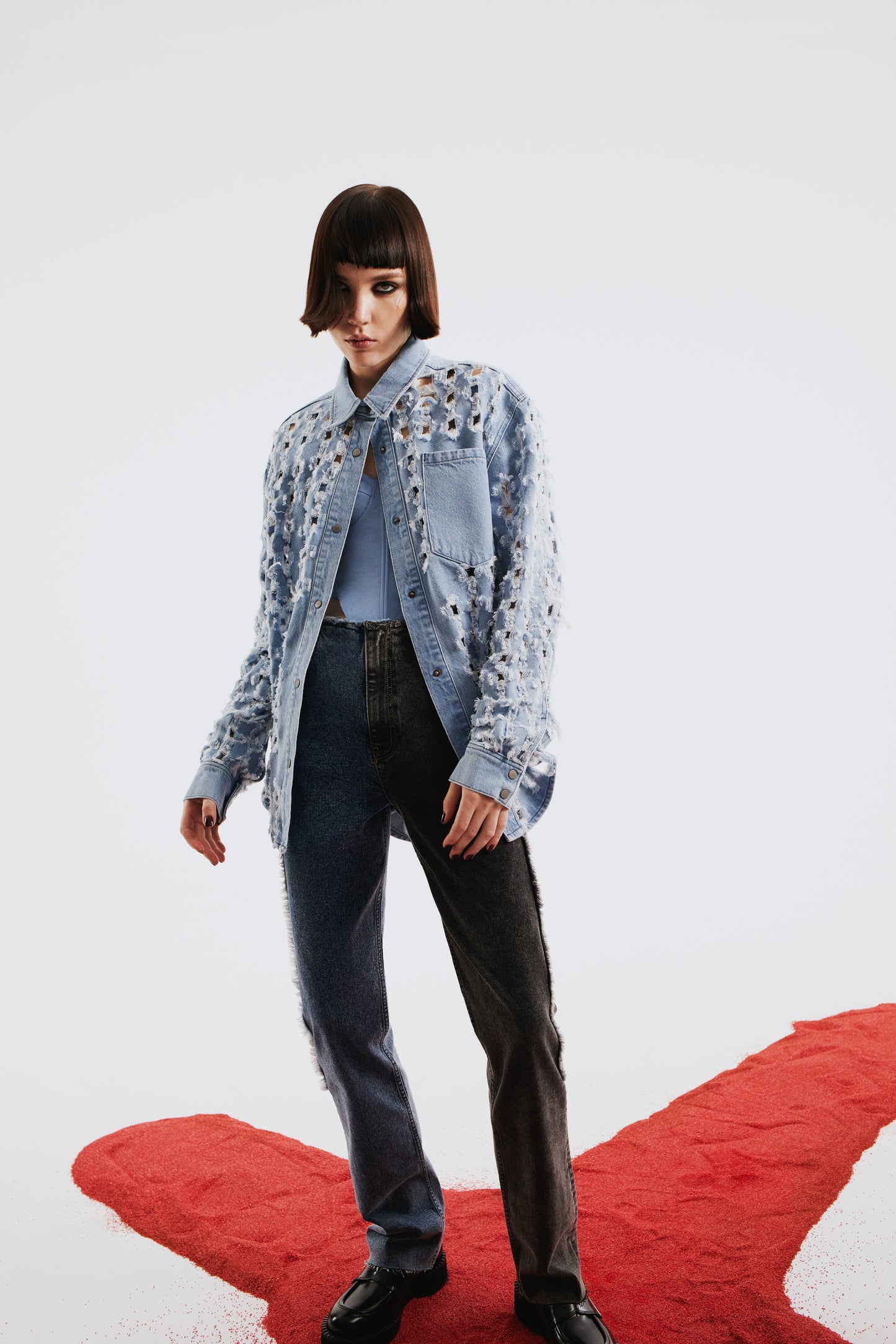 Boomerang Perforated Denim Shirt