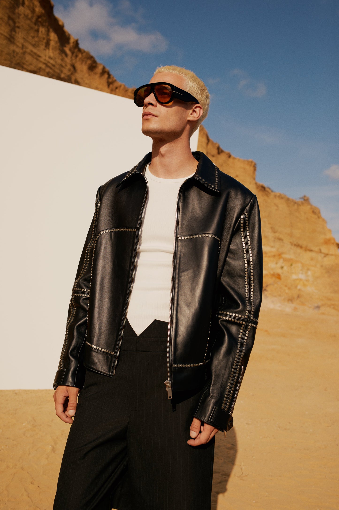 Free Heaven Leather Jacket Stud Rocks Details