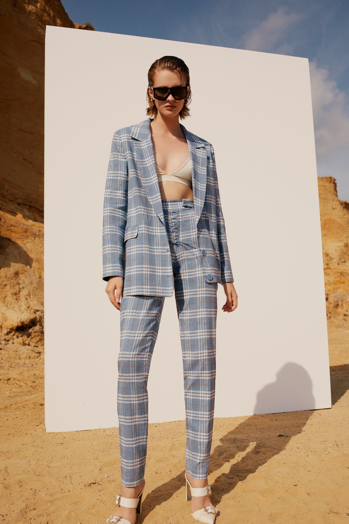 Free Heaven Çok Renkli Kare Desenli Blazer