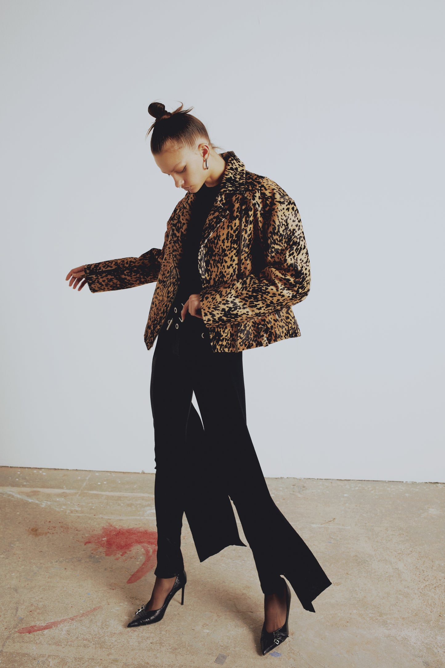 Your *itch Leopar Desenli Deri Ceket