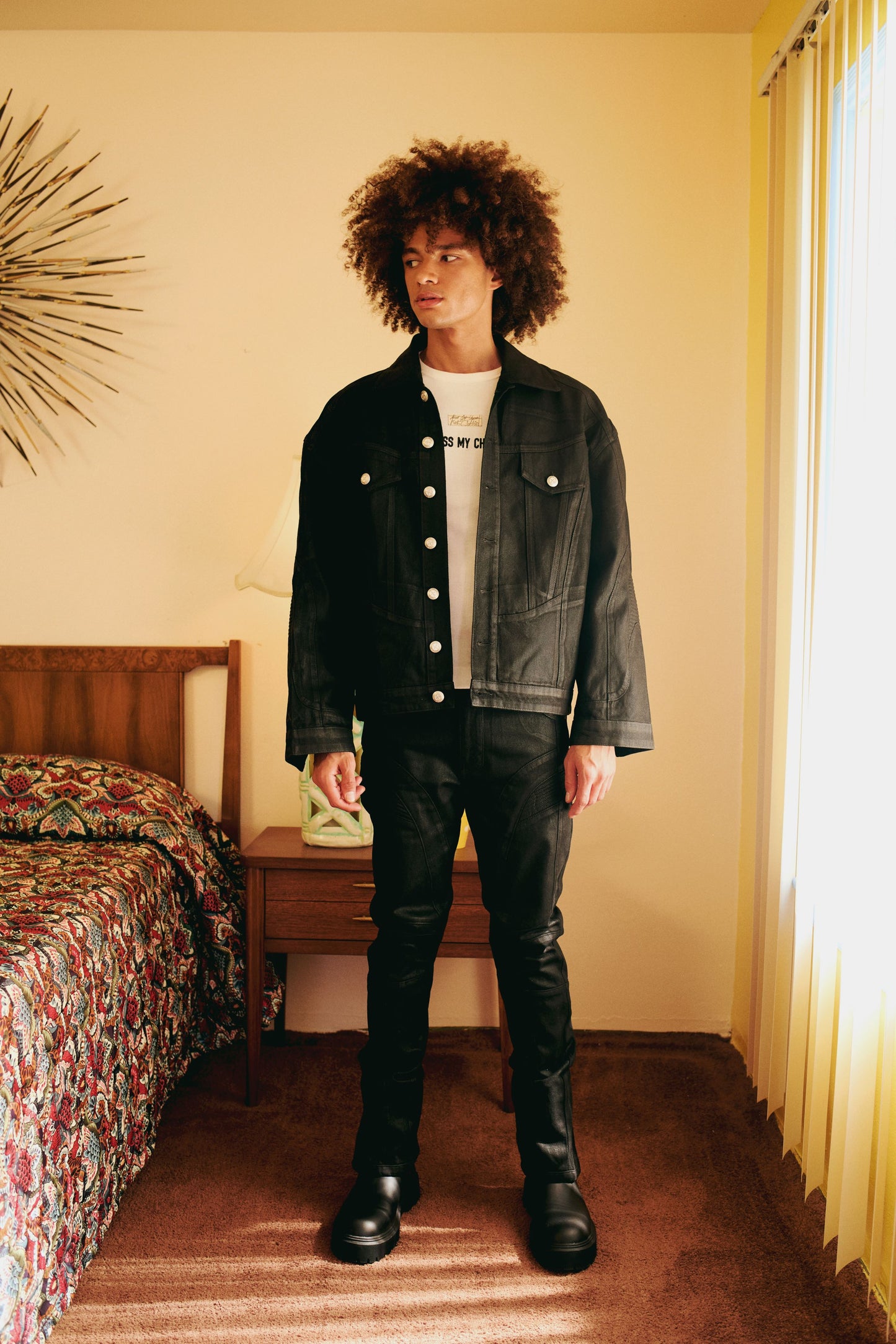 Day to Night in LA Parlak Dokulu Denim Ceket