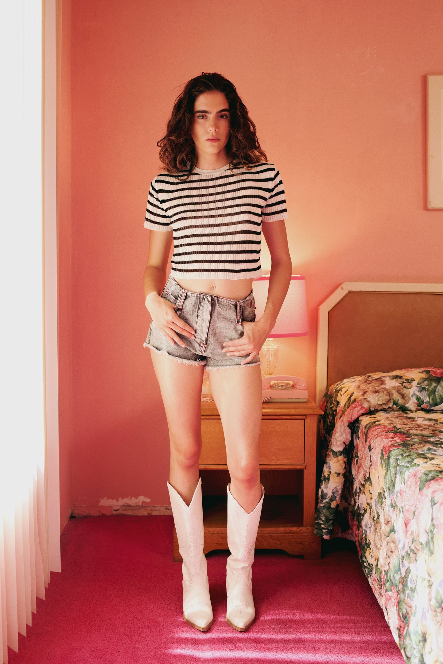 Day to Night in LA Çizgili Kısa Kollu Triko