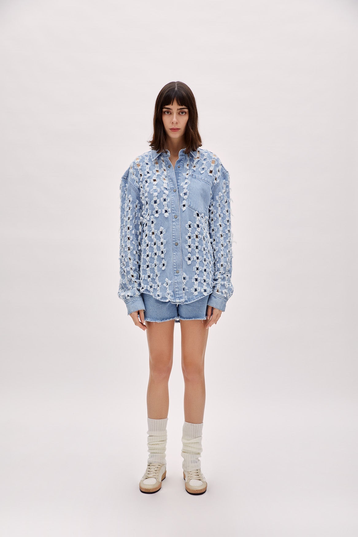 Boomerang Perforated Denim Shirt