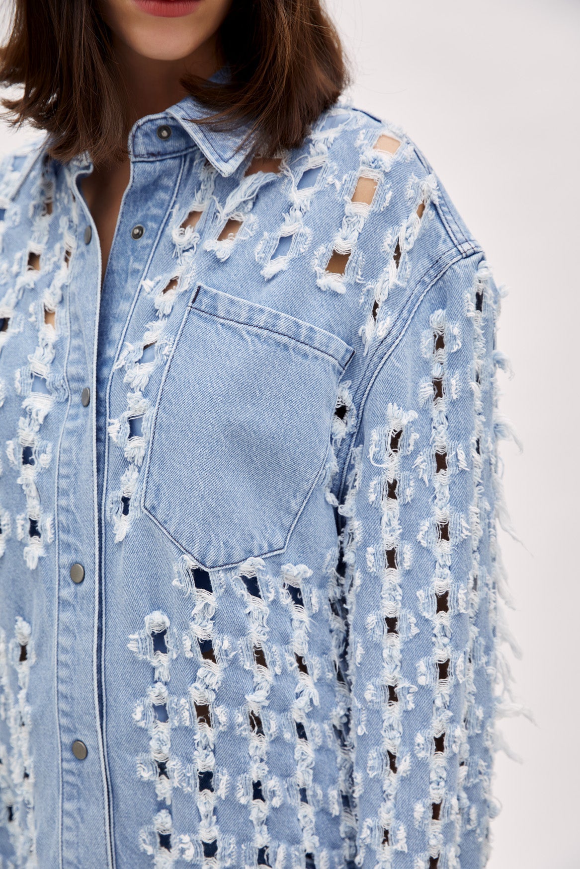 Boomerang Perforated Denim Shirt