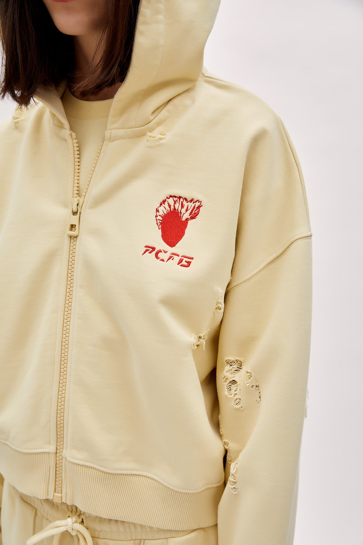 Boomerang Destroyed Zip Up Hoodie