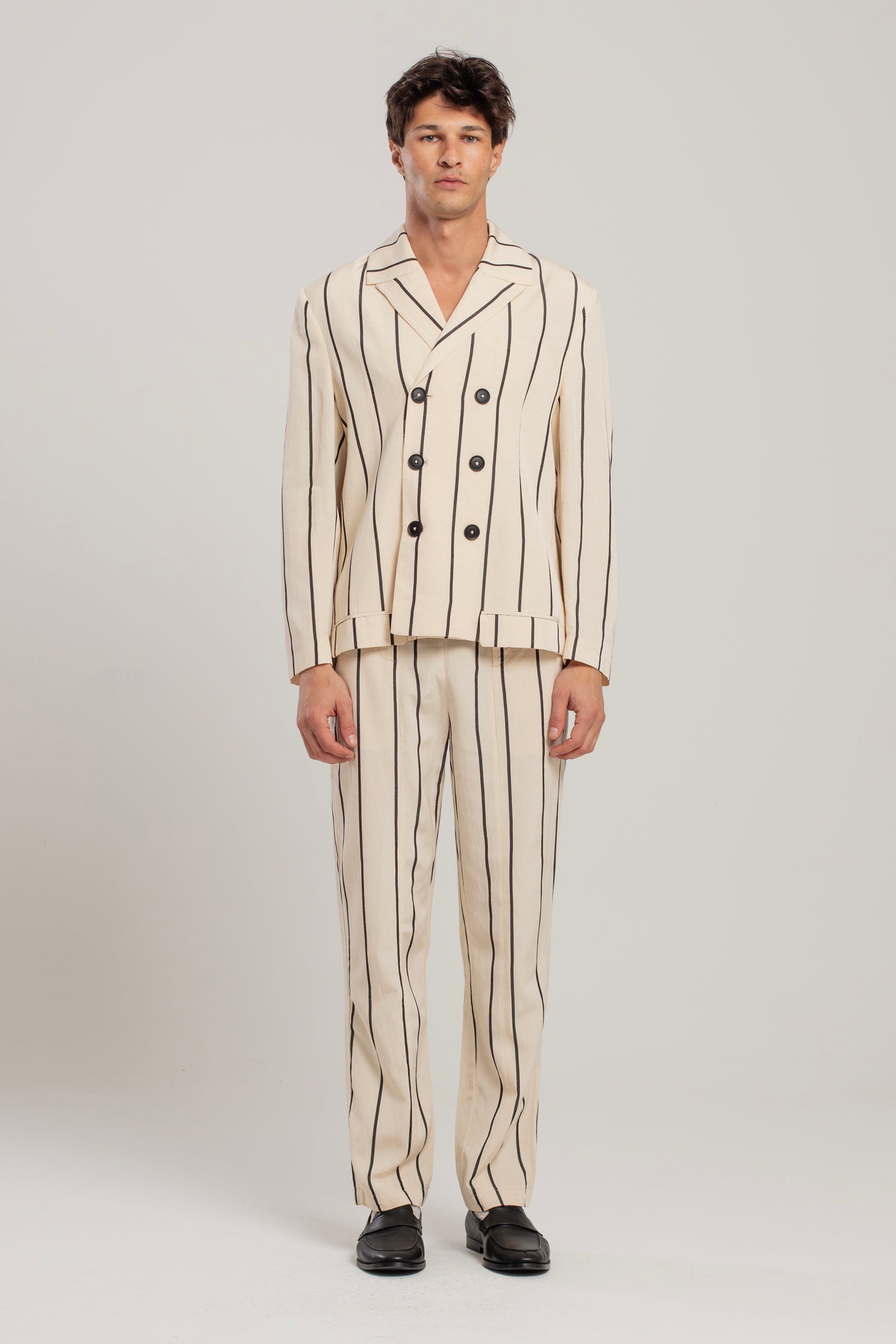 Silk & Linen Blend Free Heaven Kutnia Striped Oversized Blazer
