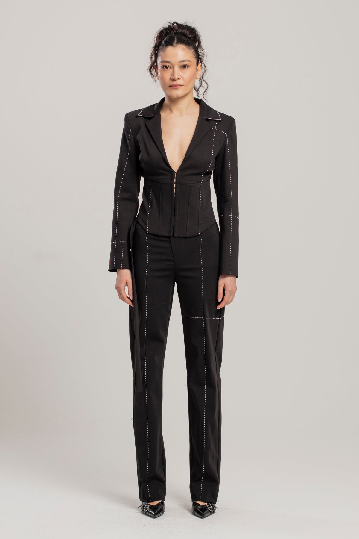 Free Heaven Dikiş Detaylı Korseli Blazer