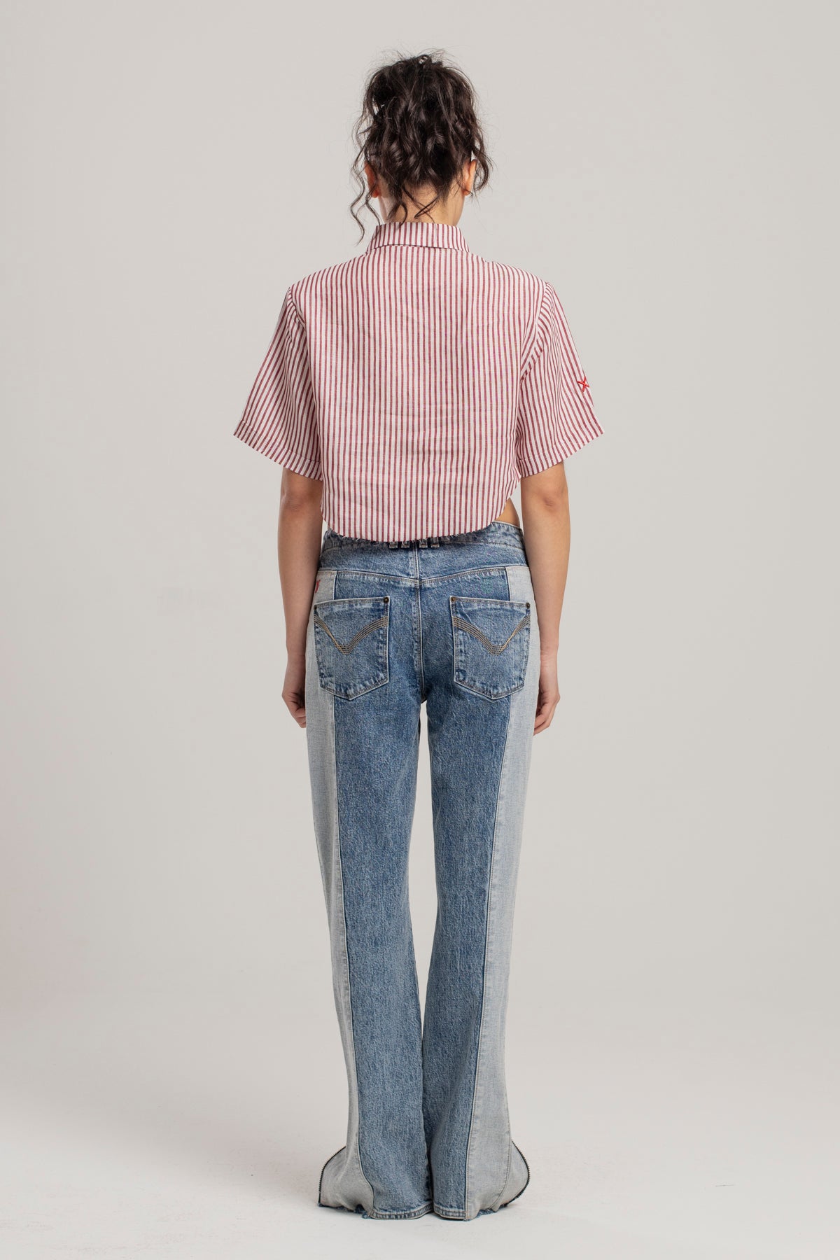 Free Heaven Red Striped Crop Shirt
