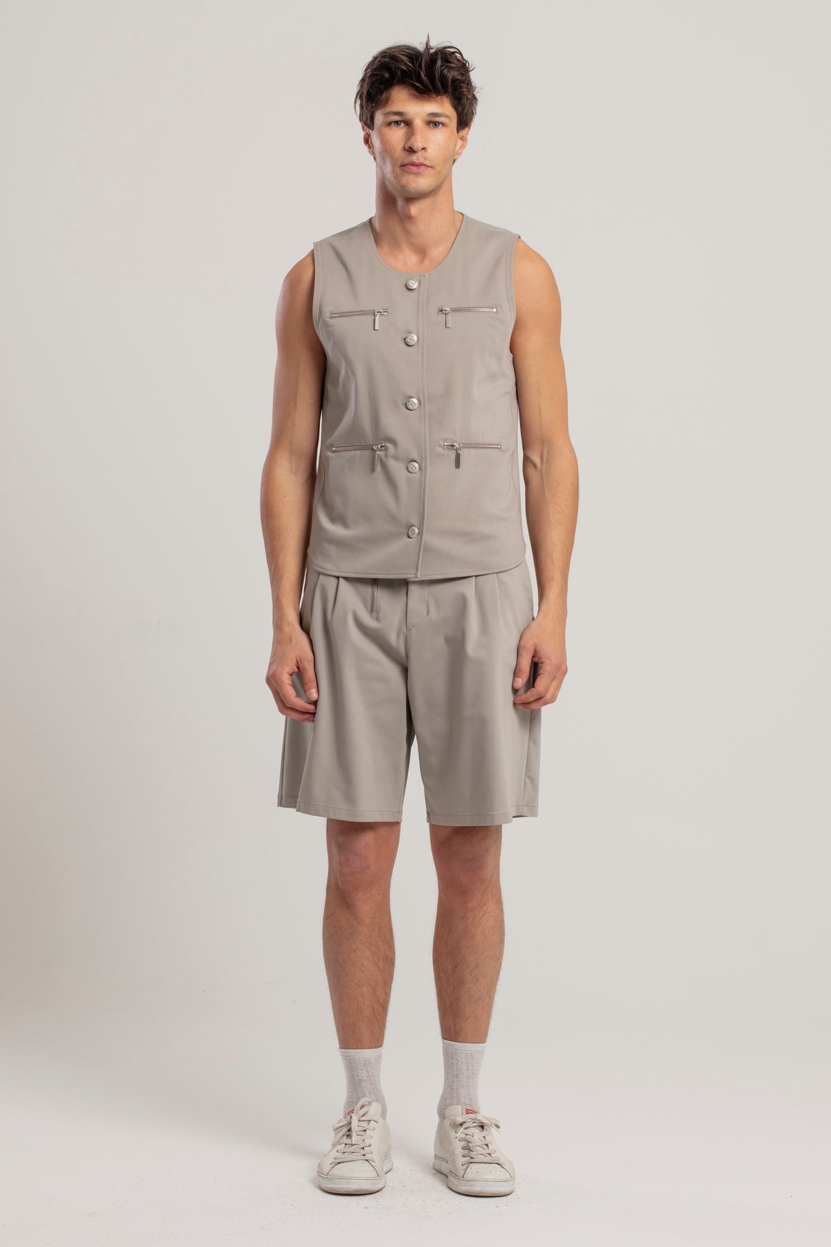 Day to Night in LA Fermuar Detaylı Dokuma Yelek