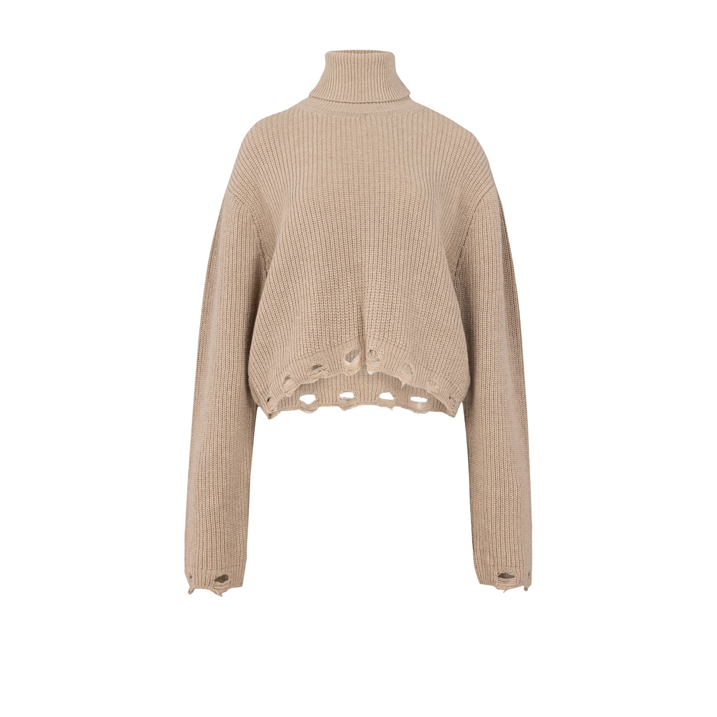 Your *itch Yırtık Görünümlü Yüksek Yaka Triko Kazak