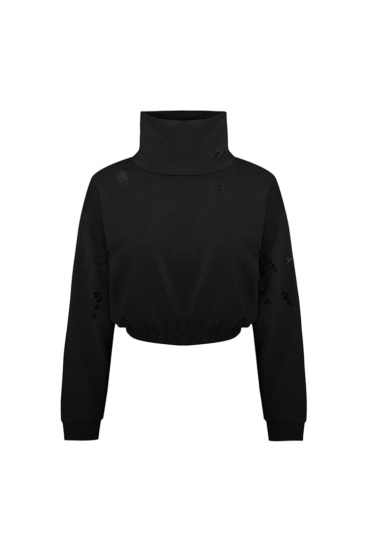 Boomerang Yırtık Detaylı Yüksek Yaka Sweatshirt