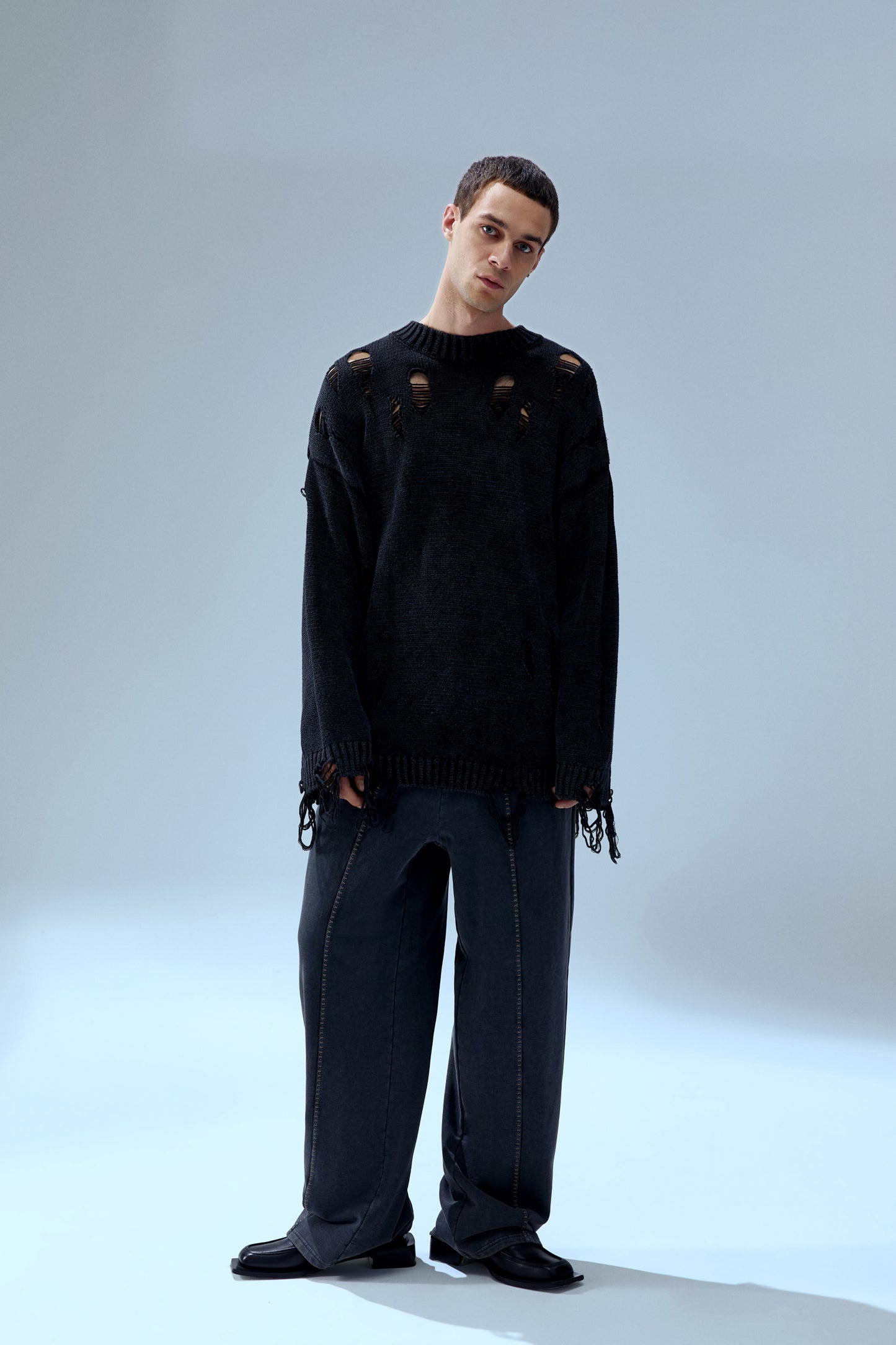 Your *itch Yırtık Görünümlü Triko Kazak