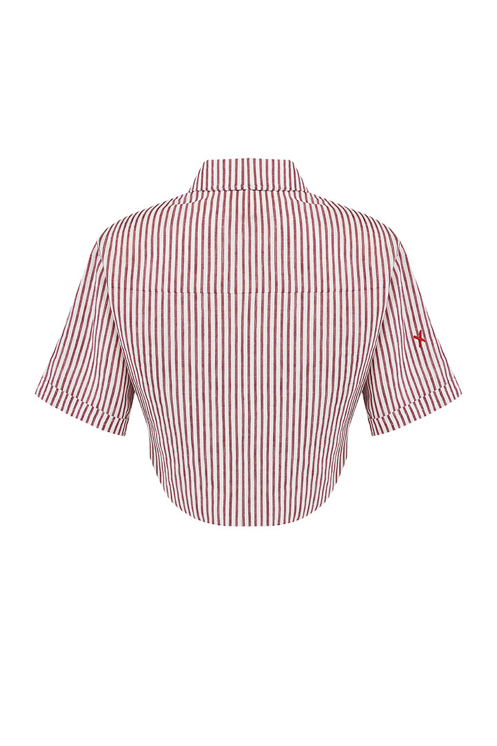 Free Heaven Red Striped Crop Shirt