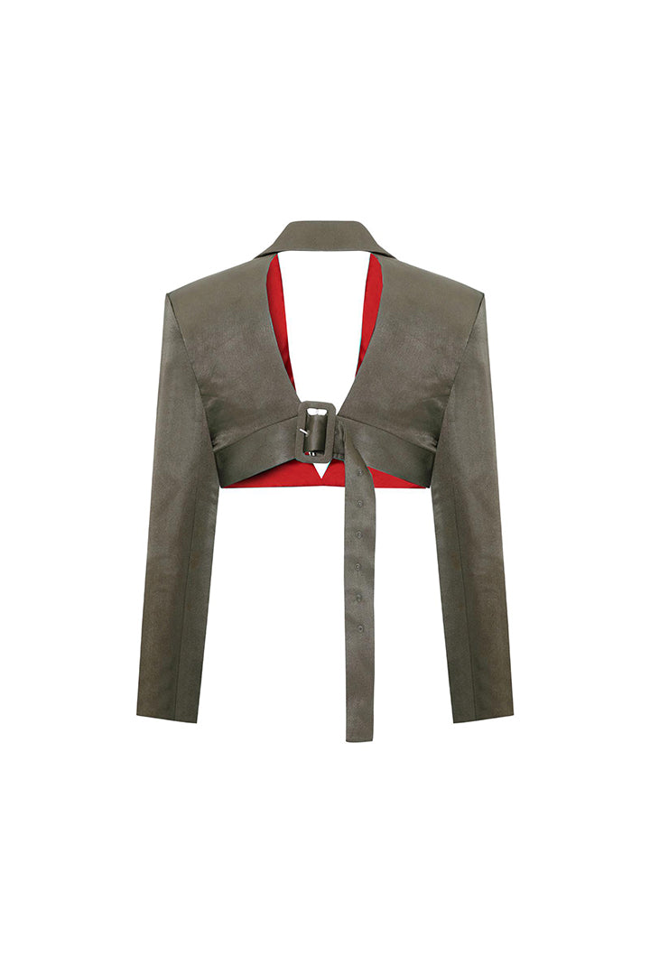 Day To Night In La Crop Shiny Woven Jacket