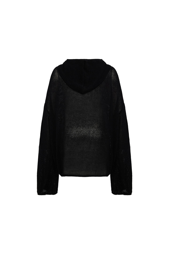 Day to Night in LA Dokuma Yama Detaylı Triko Hoodie