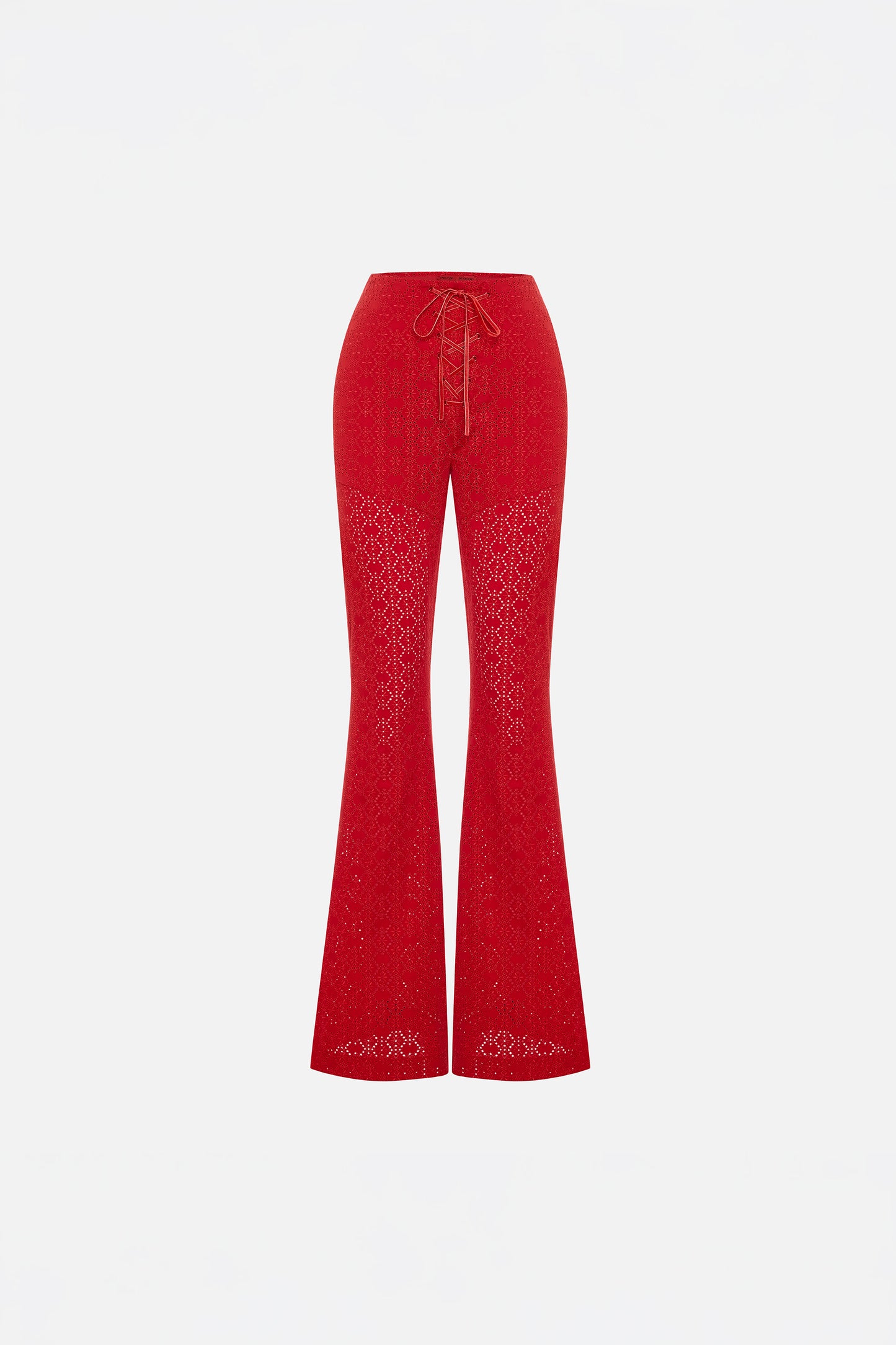 The Broderie Anglaise Edit High-Rise Embroidered Flare Pants