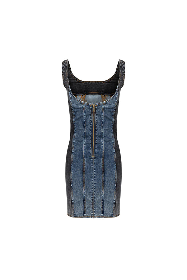 Free Heaven İki Renkli Denim Elbise