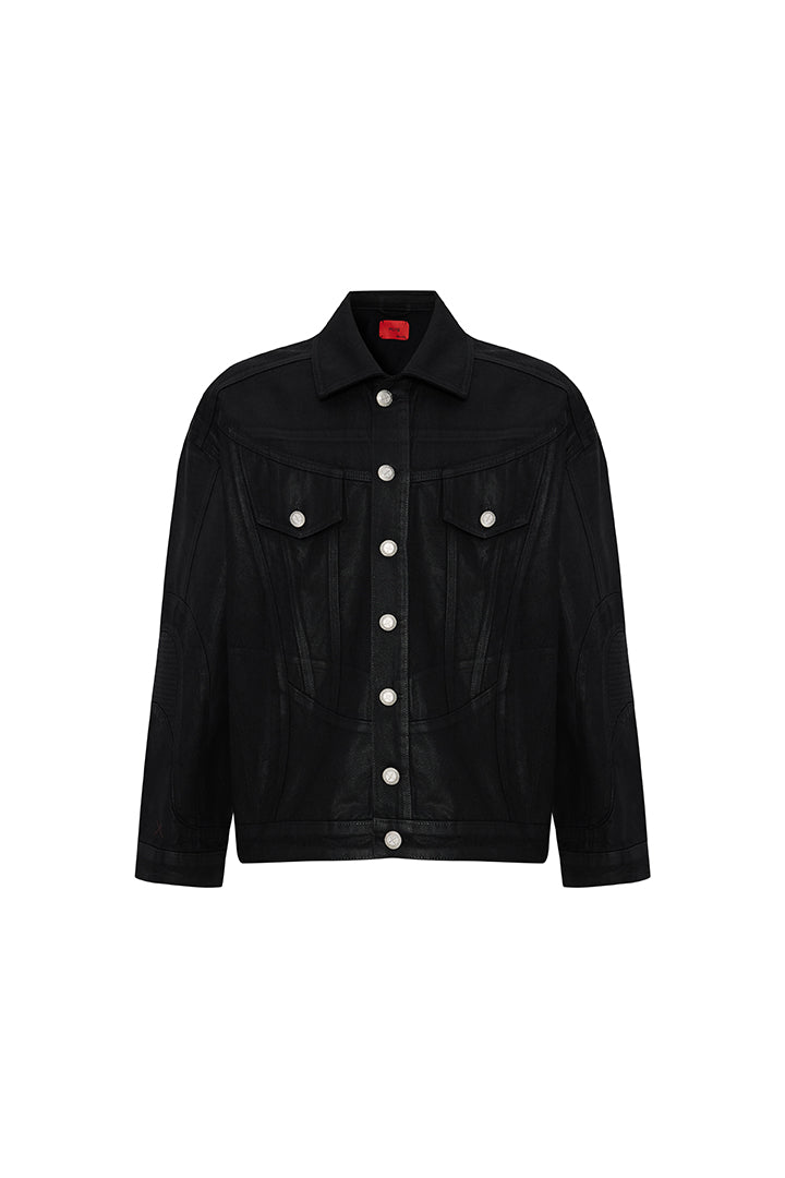 Day to Night in LA Parlak Dokulu Denim Ceket