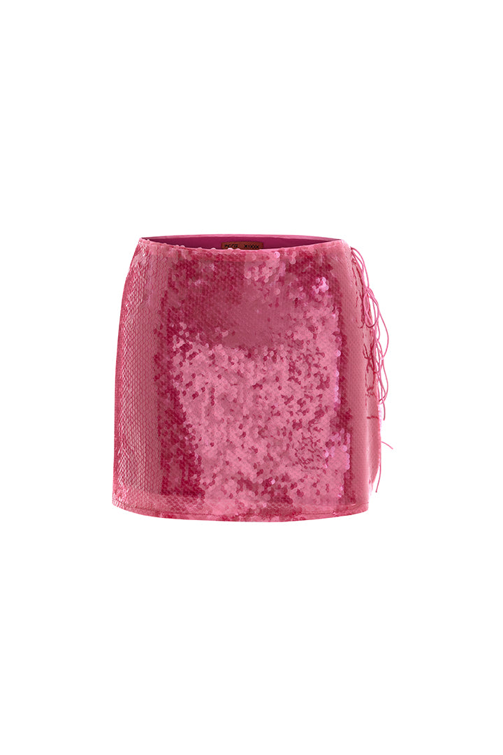 Euphoria Pink Tie Detail Mini Skirt